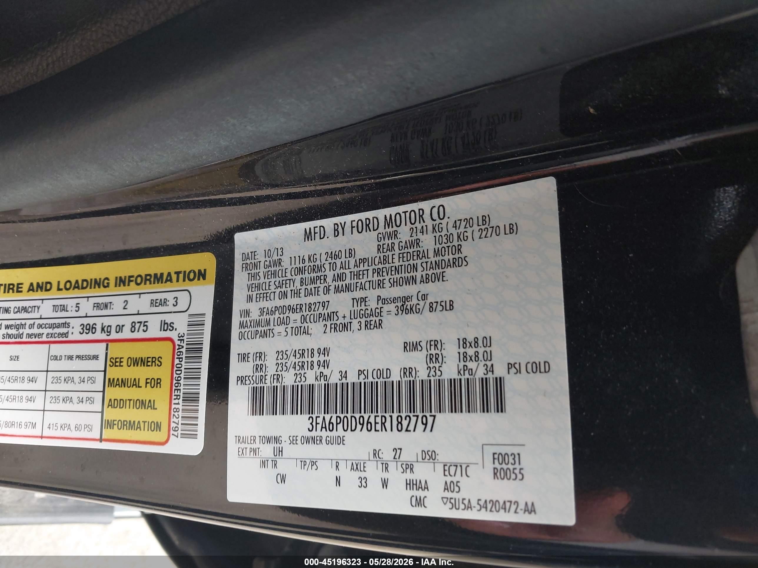 2014 Ford Fusion Titanium Black vin: 3FA6P0D96ER182797