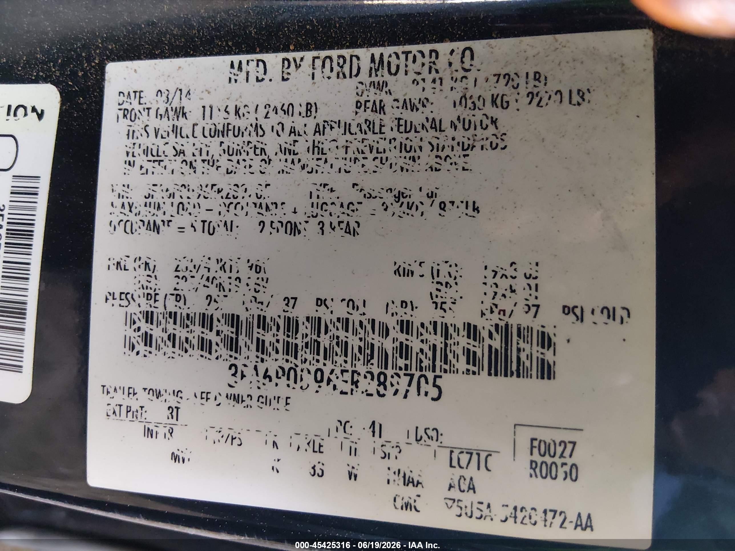 2014 Ford Fusion Titanium Black vin: 3FA6P0D96ER289705