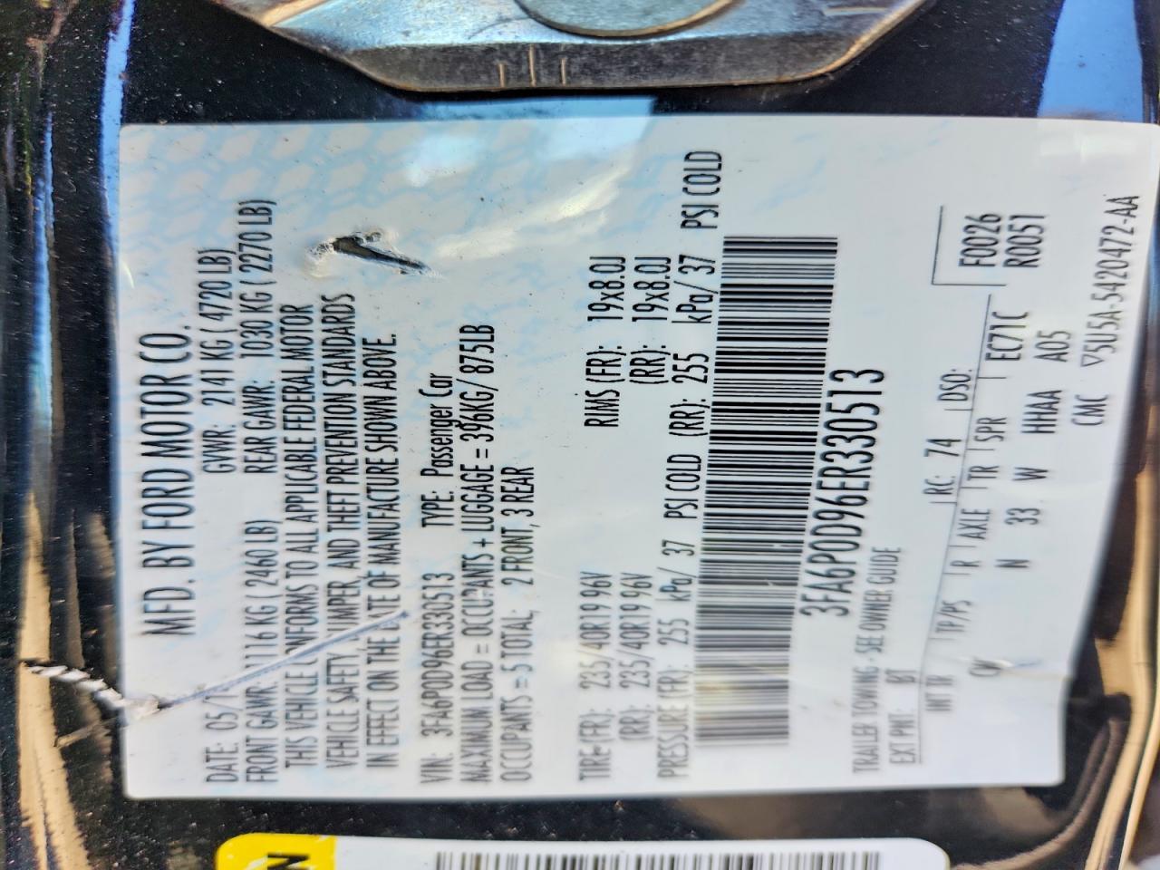 2014 Ford Fusion Titanium Black vin: 3FA6P0D96ER330513