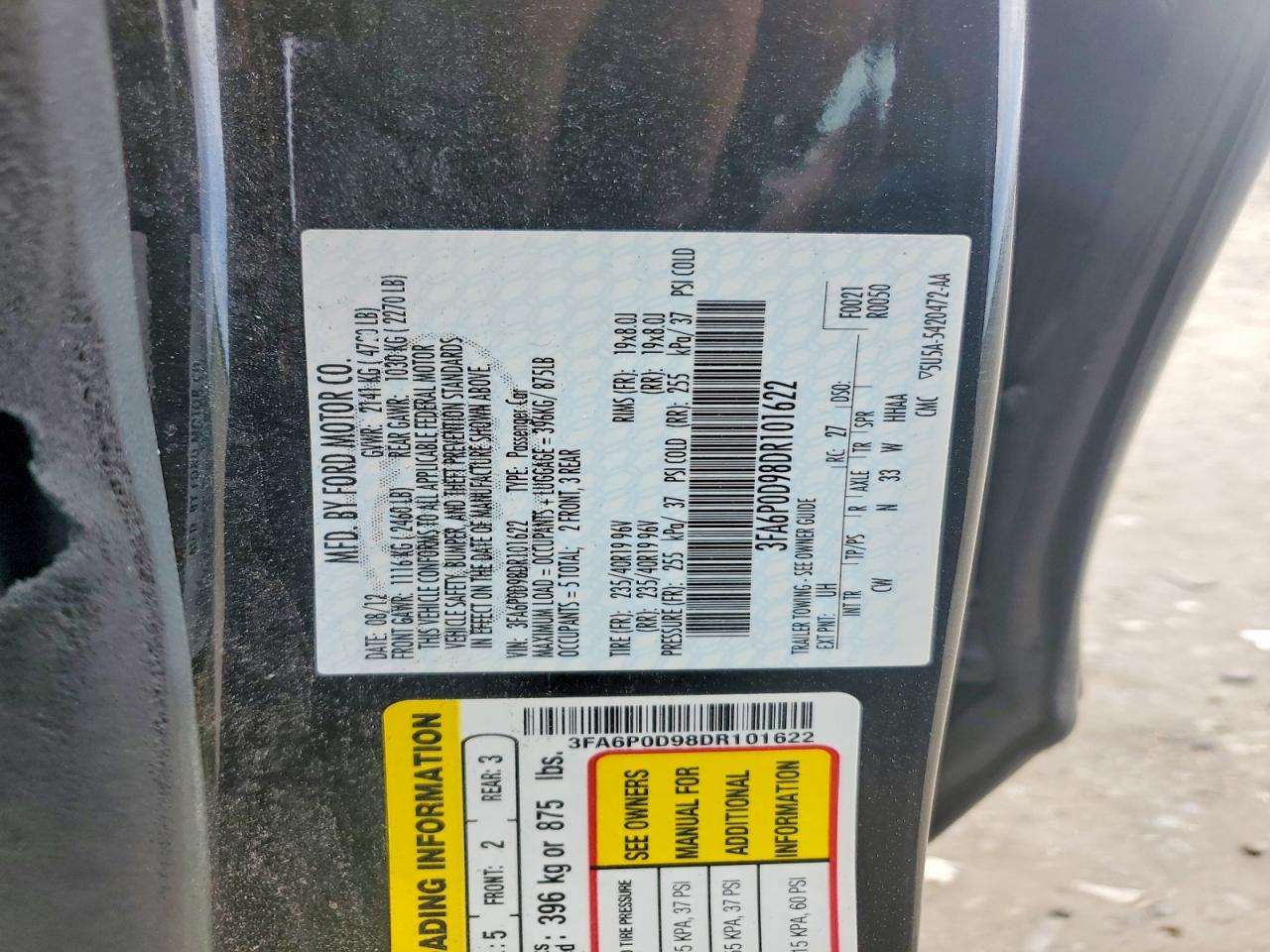 2013 Ford Fusion Titanium Black vin: 3FA6P0D98DR101622