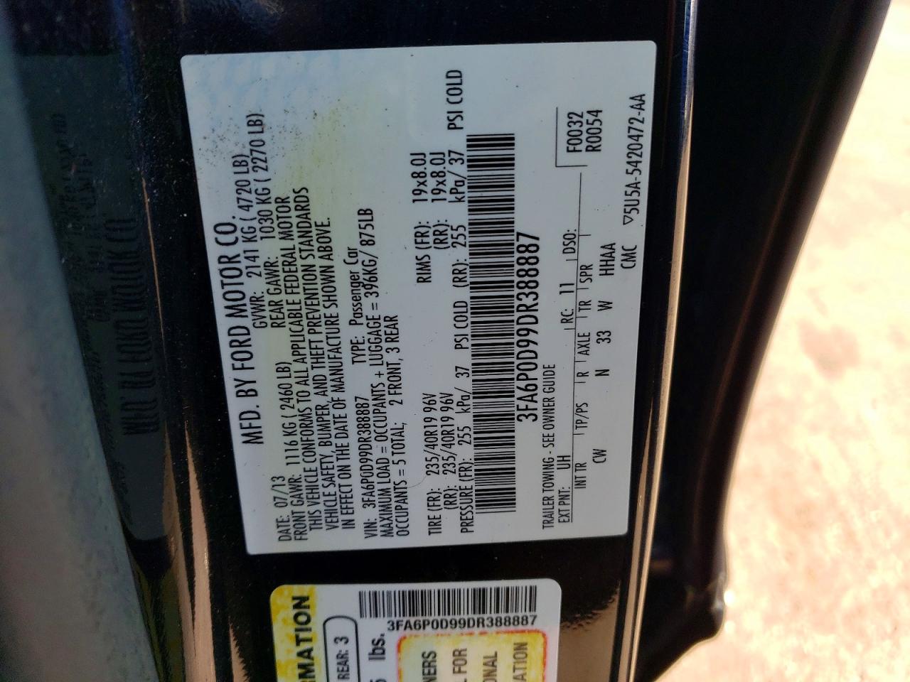 2013 Ford Fusion Titanium Серый vin: 3FA6P0D99DR388887