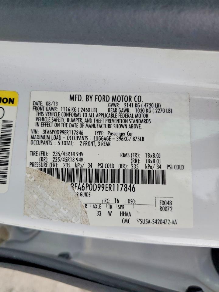 2014 Ford Fusion Titanium White vin: 3FA6P0D99ER117846