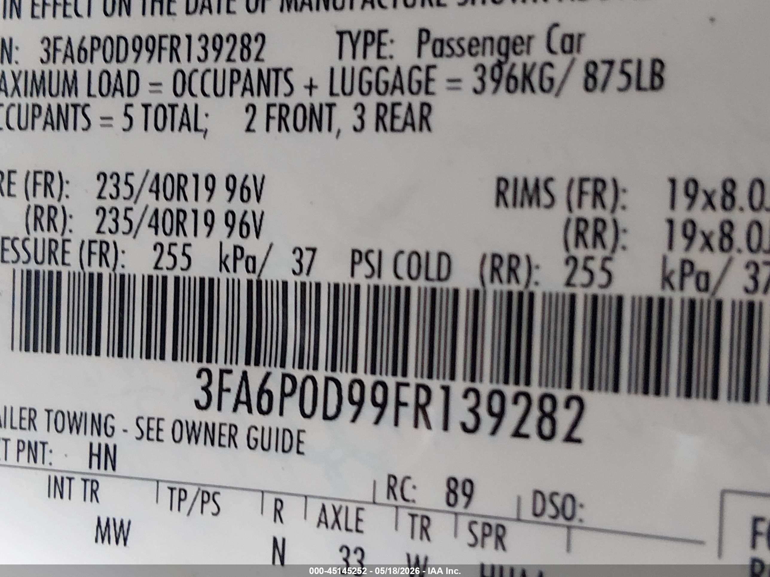 2015 Ford Fusion Titanium Gray vin: 3FA6P0D99FR139282