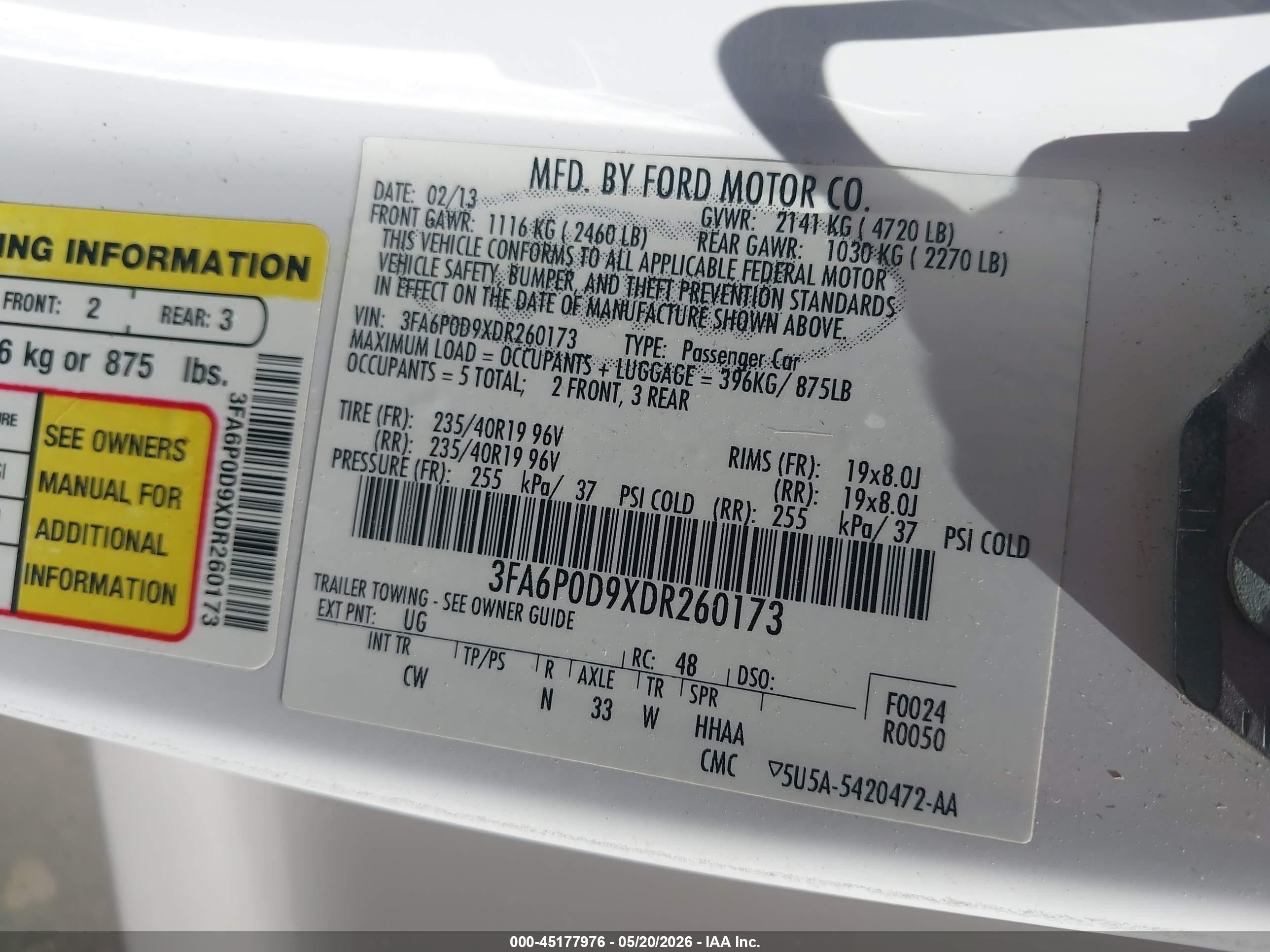2013 Ford Fusion Titanium Белый vin: 3FA6P0D9XDR260173