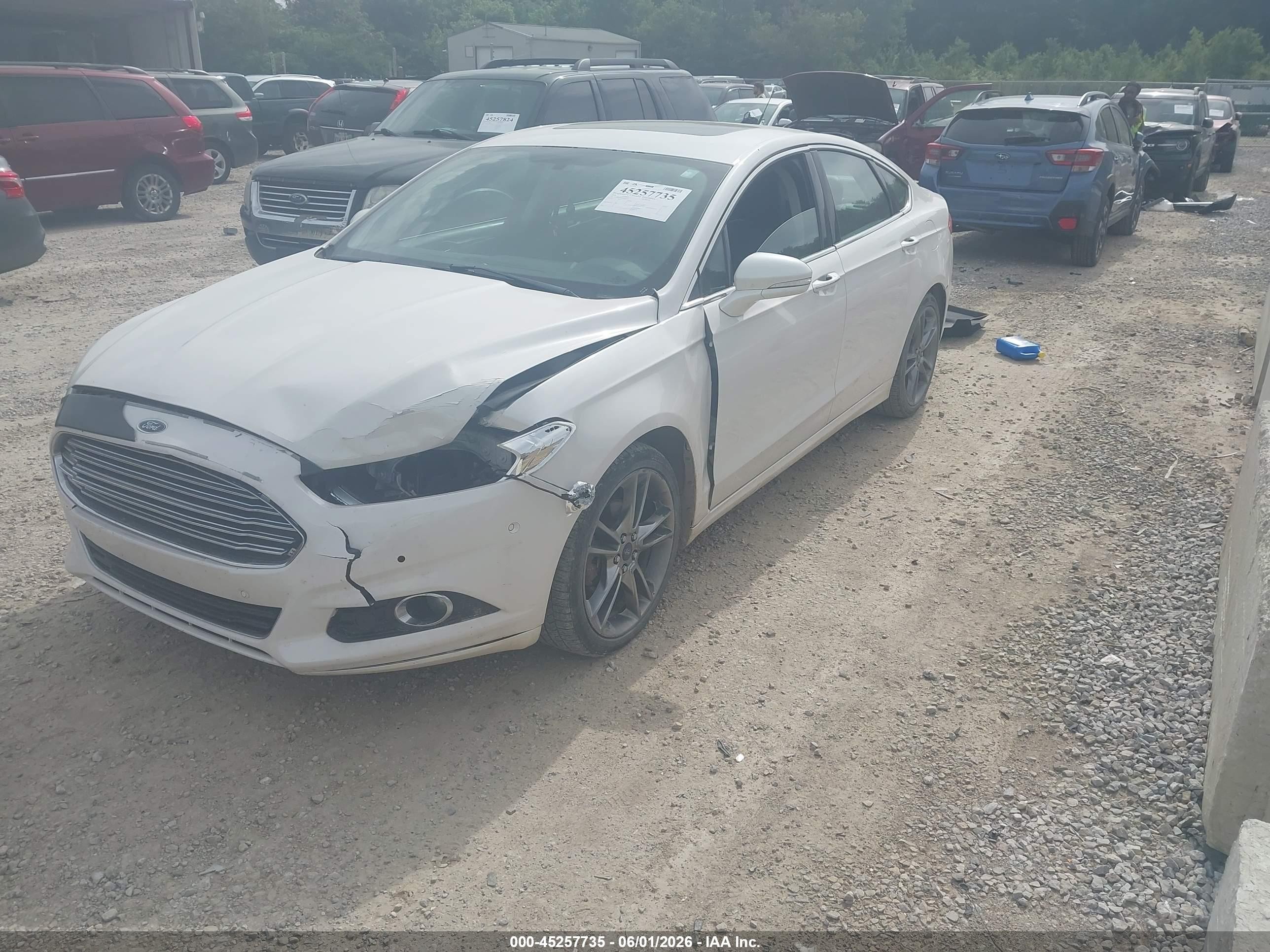 2014 Ford Fusion Titanium White vin: 3FA6P0D9XER263253