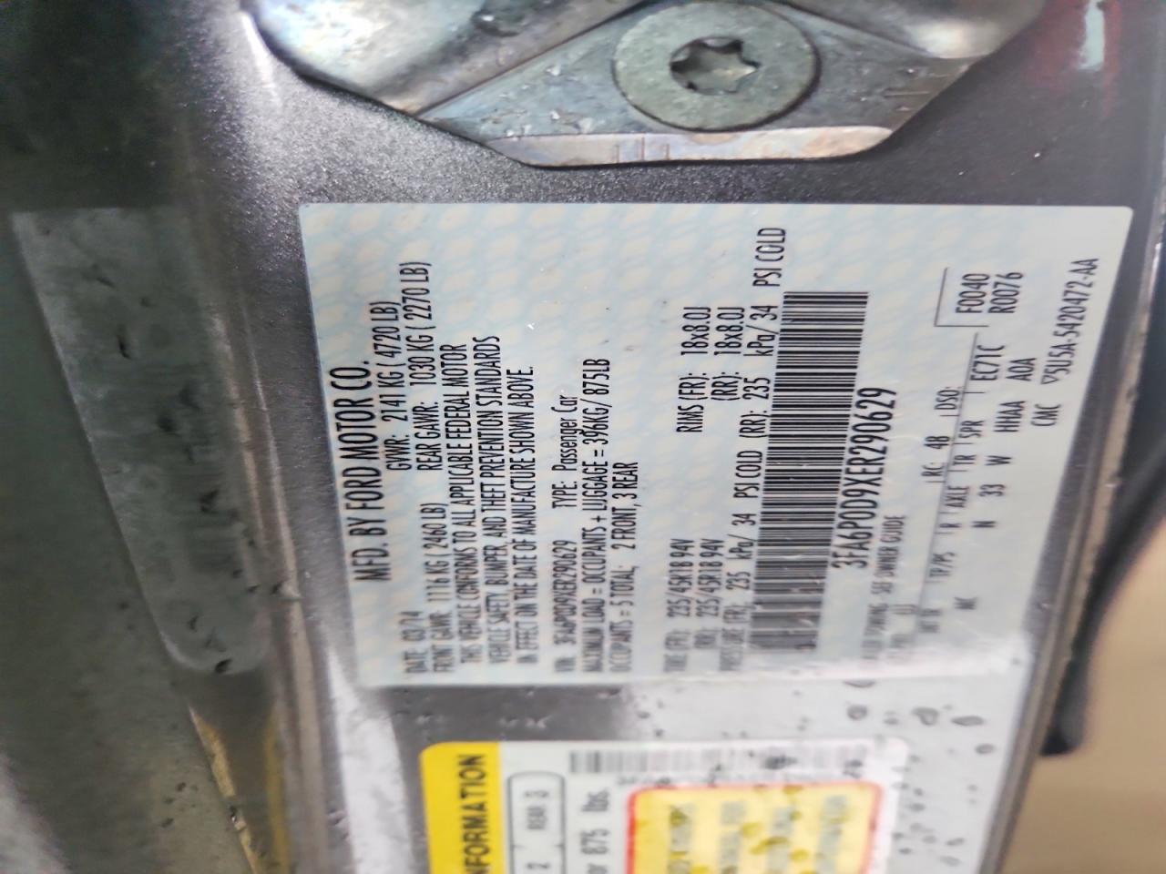 2014 Ford Fusion Titanium Gray vin: 3FA6P0D9XER290629