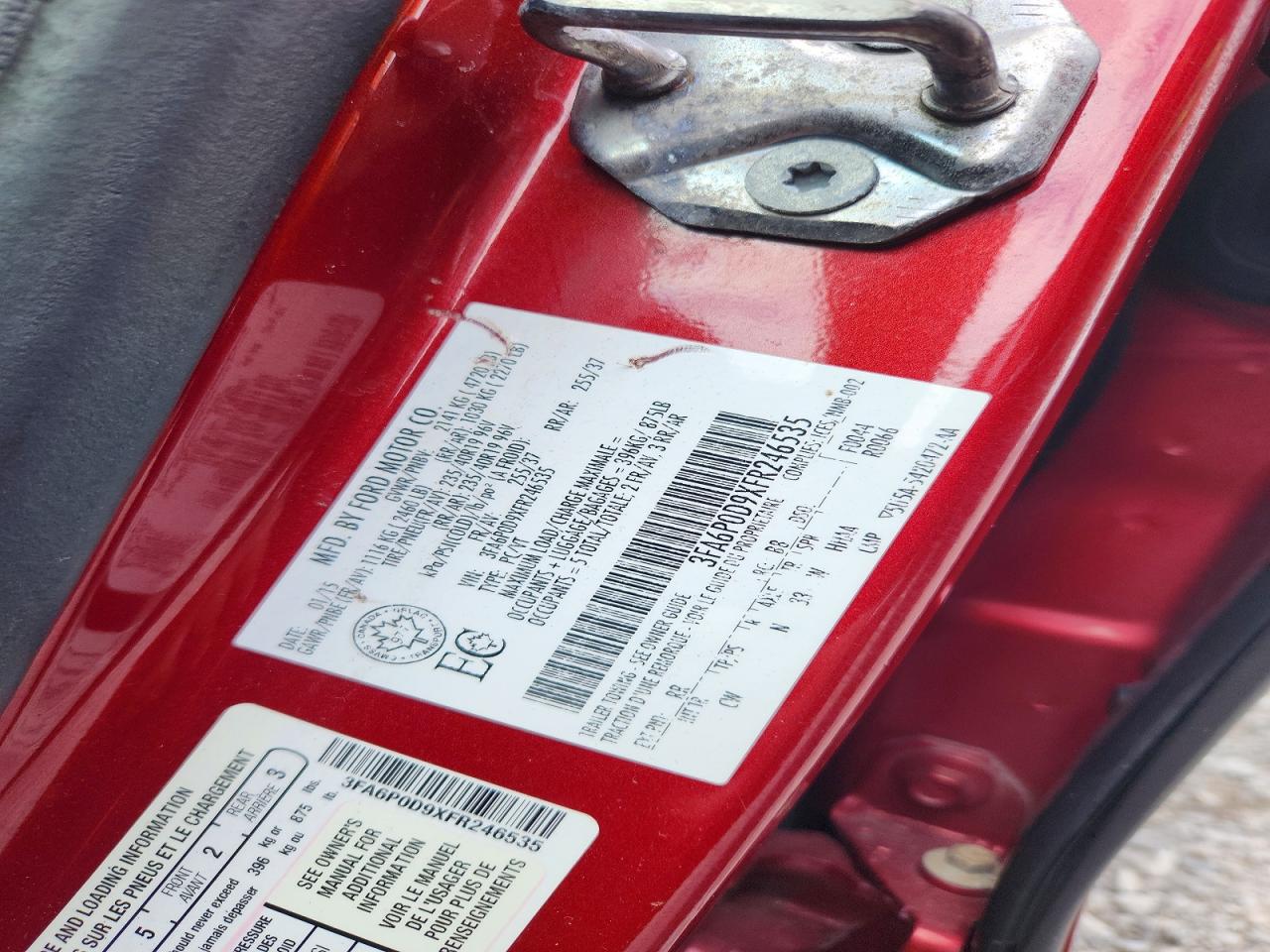 2015 Ford Fusion Titanium Red vin: 3FA6P0D9XFR246535