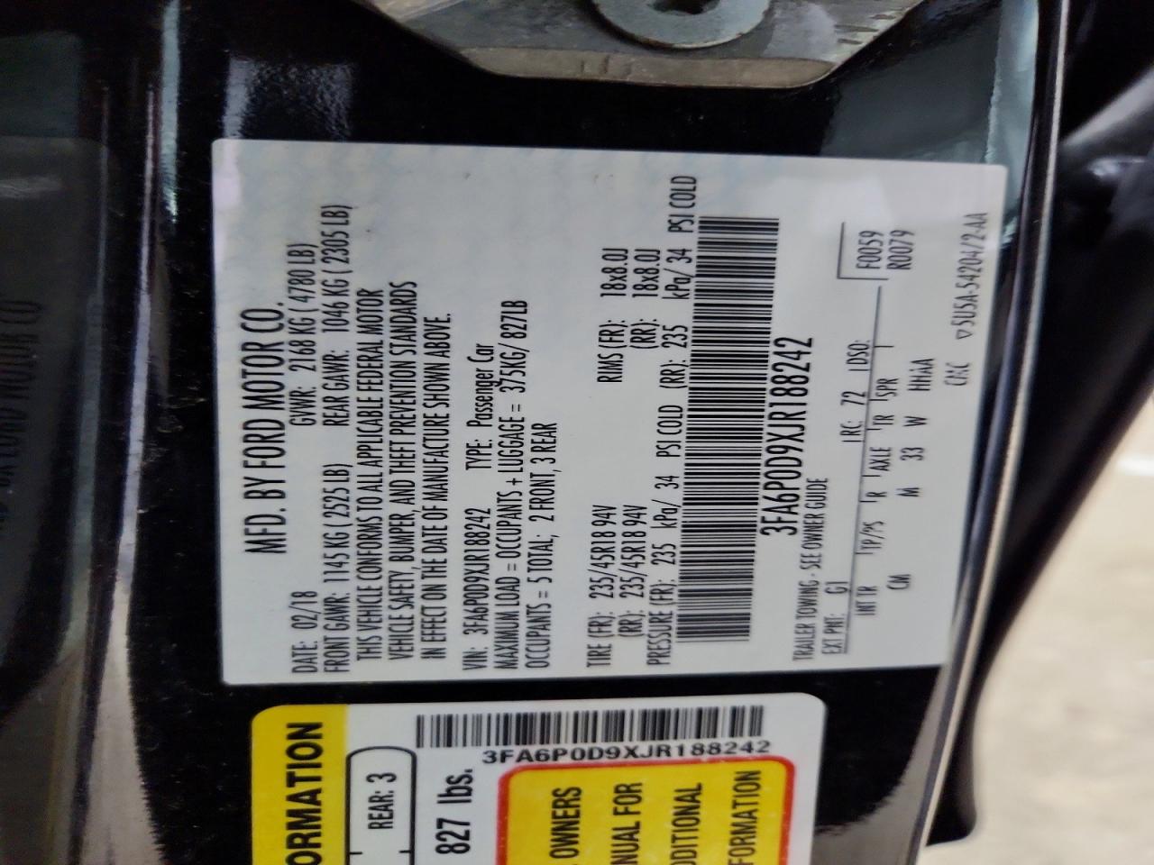 2018 Ford Fusion Titanium Black vin: 3FA6P0D9XJR188242