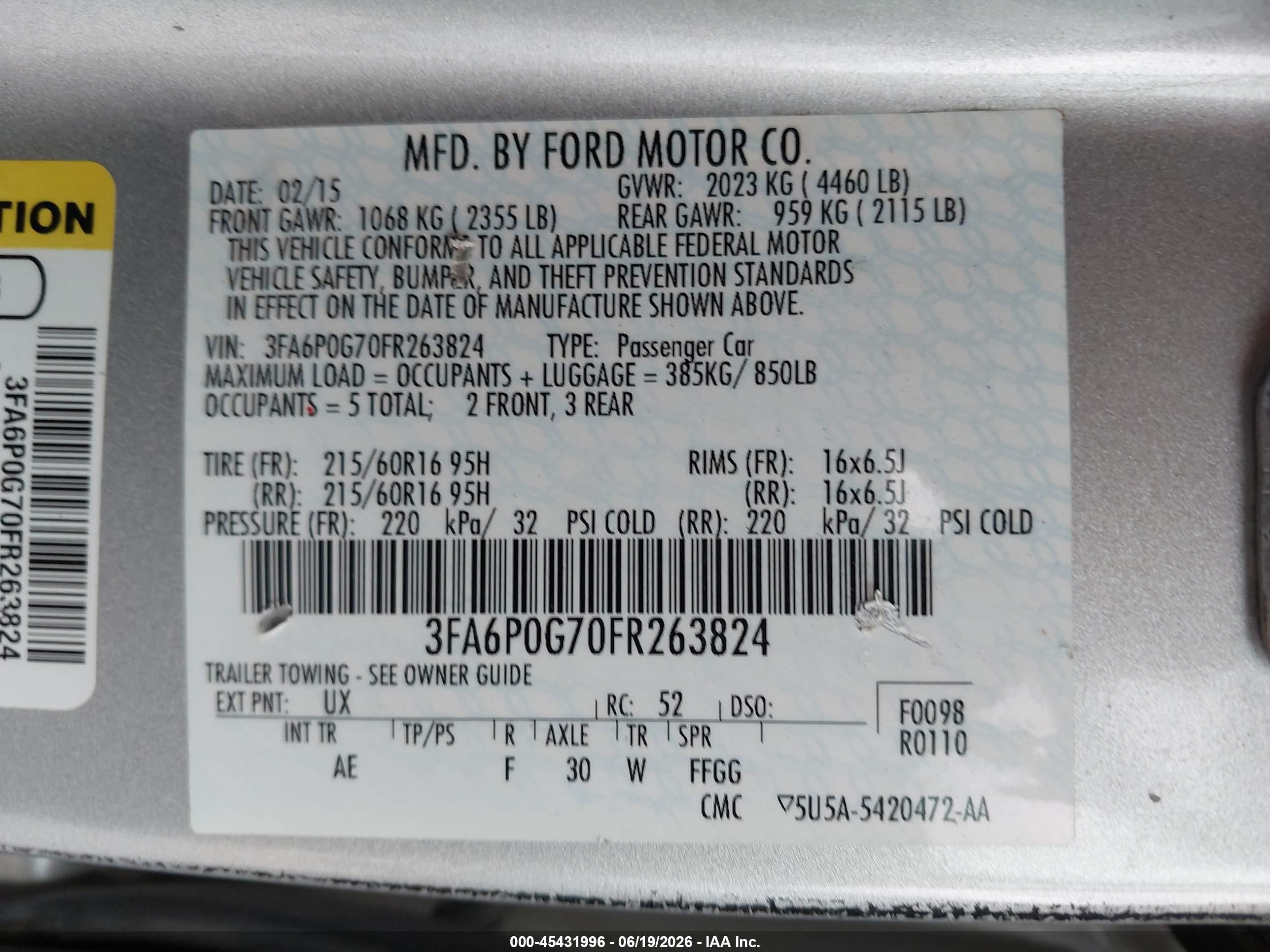 2015 Ford Fusion S Silver vin: 3FA6P0G70FR263824