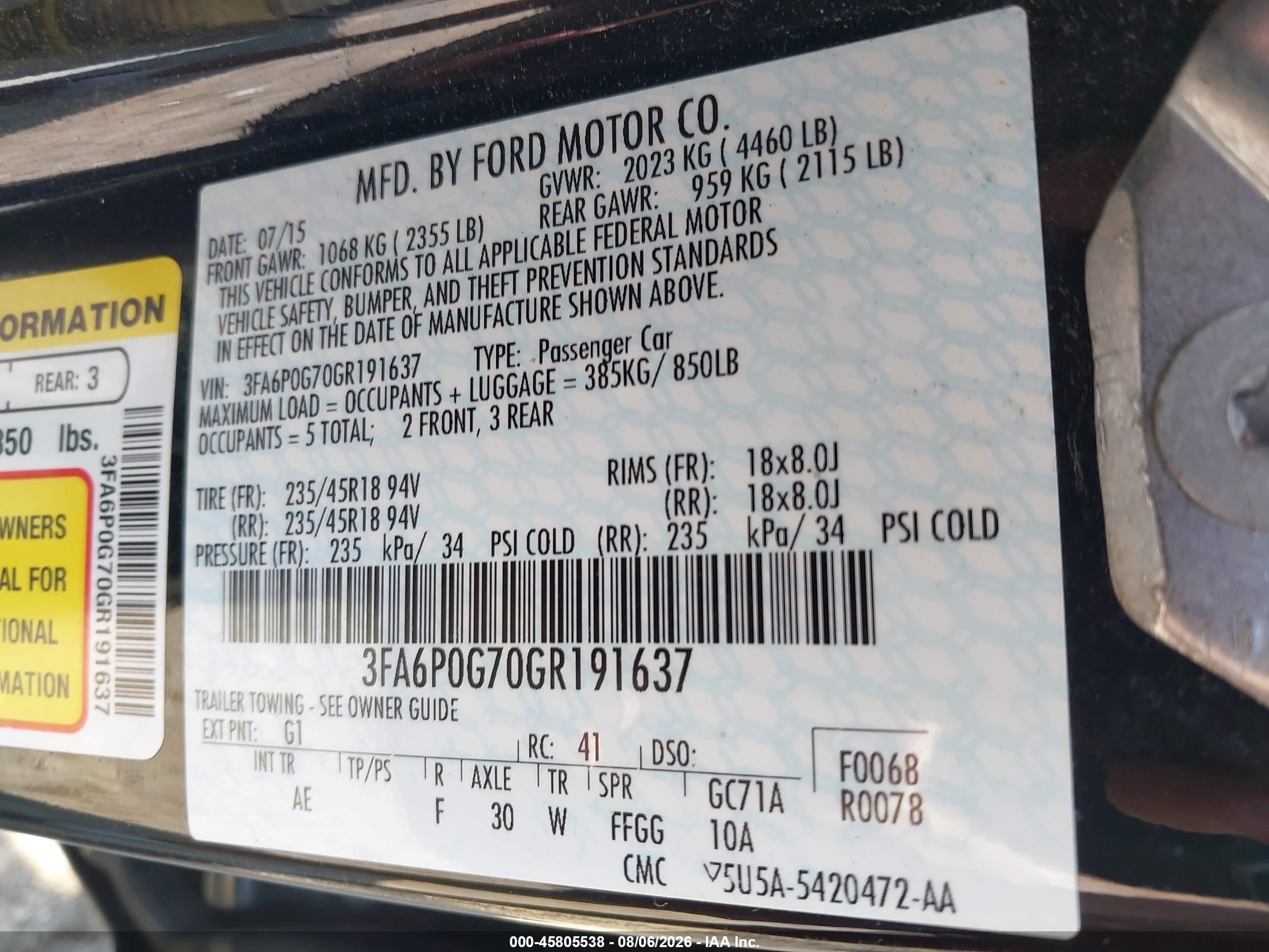2016 Ford Fusion S Black vin: 3FA6P0G70GR191637