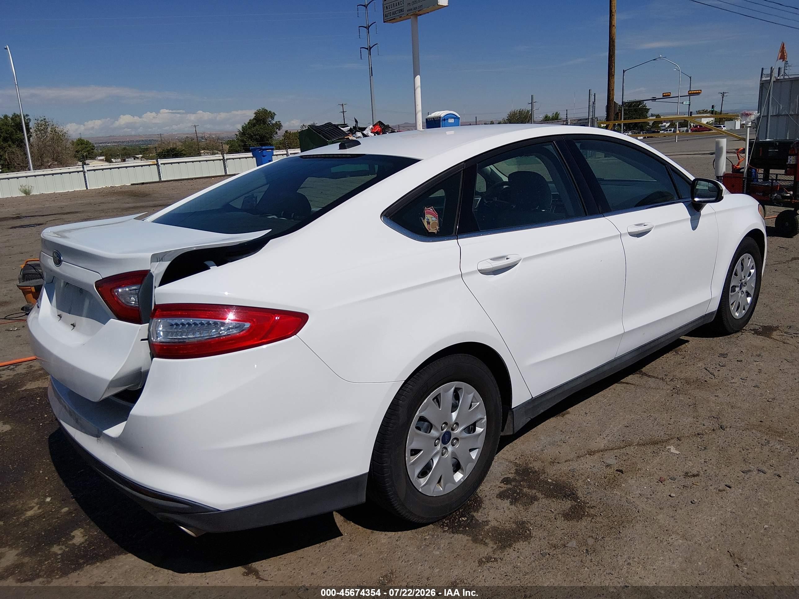 2014 Ford Fusion S White vin: 3FA6P0G71ER307683