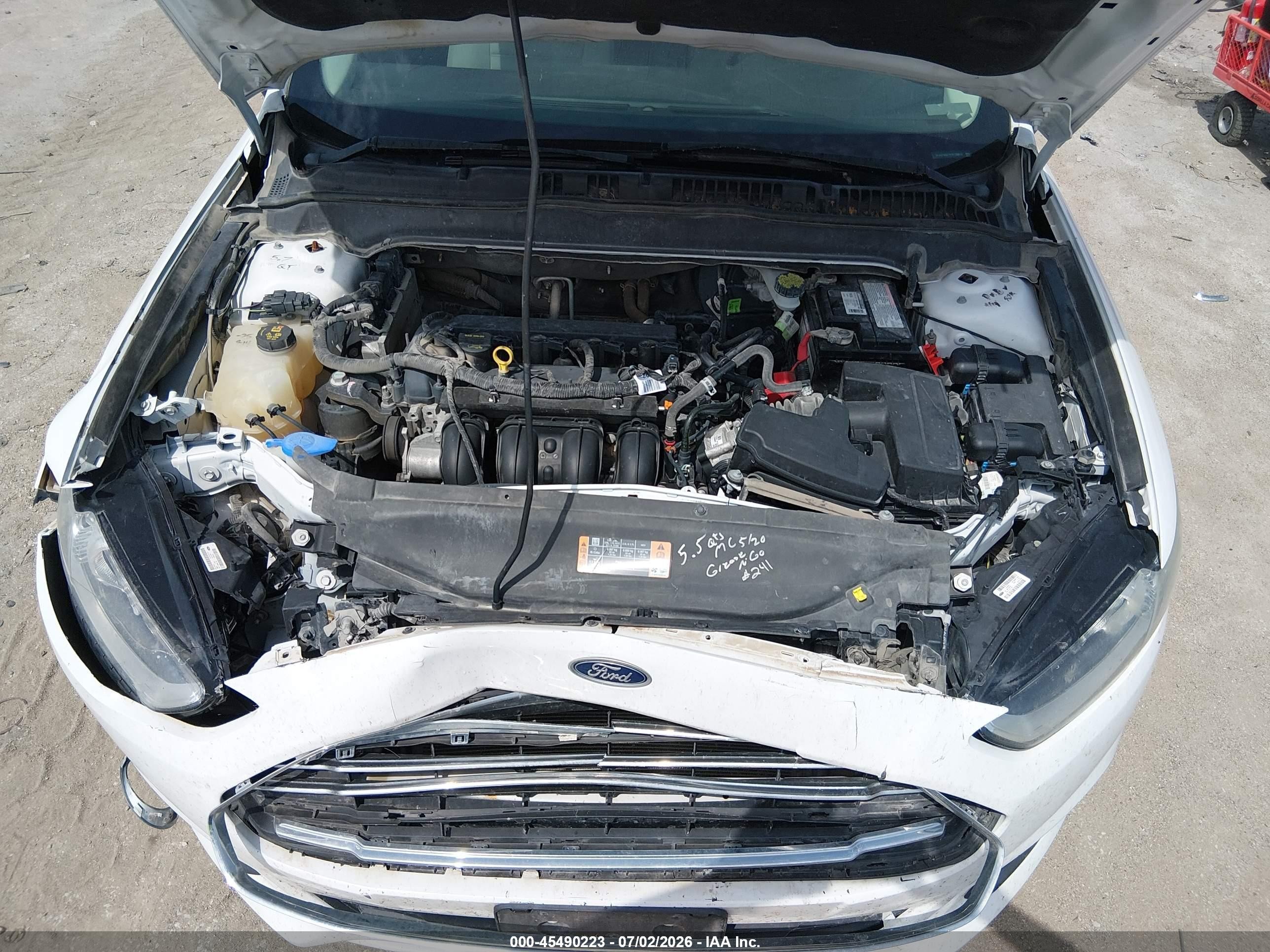 2015 Ford Fusion S White vin: 3FA6P0G71FR138816