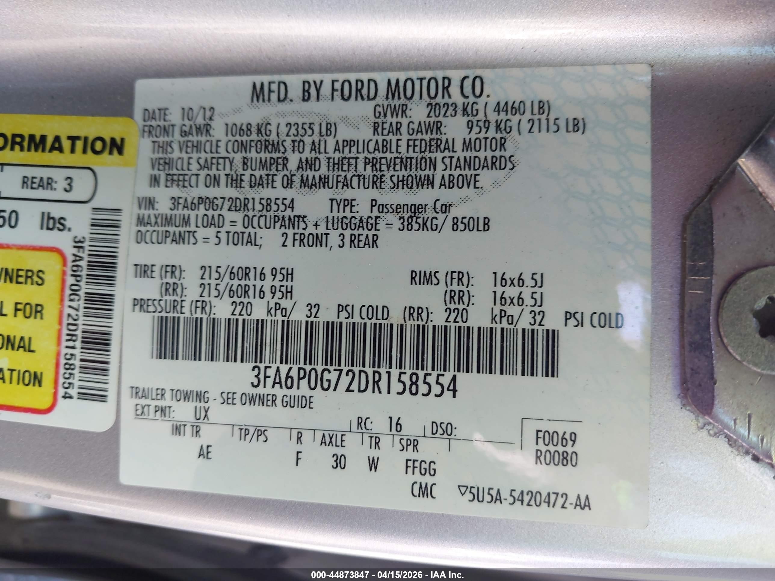 2013 Ford Fusion S Silver vin: 3FA6P0G72DR158554
