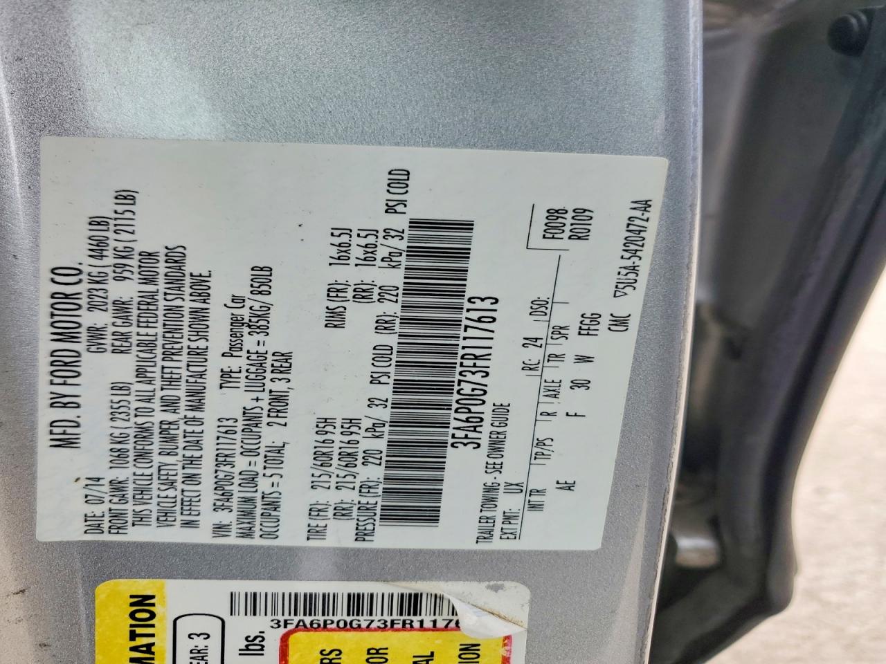 2015 Ford Fusion S Silver vin: 3FA6P0G73FR117613