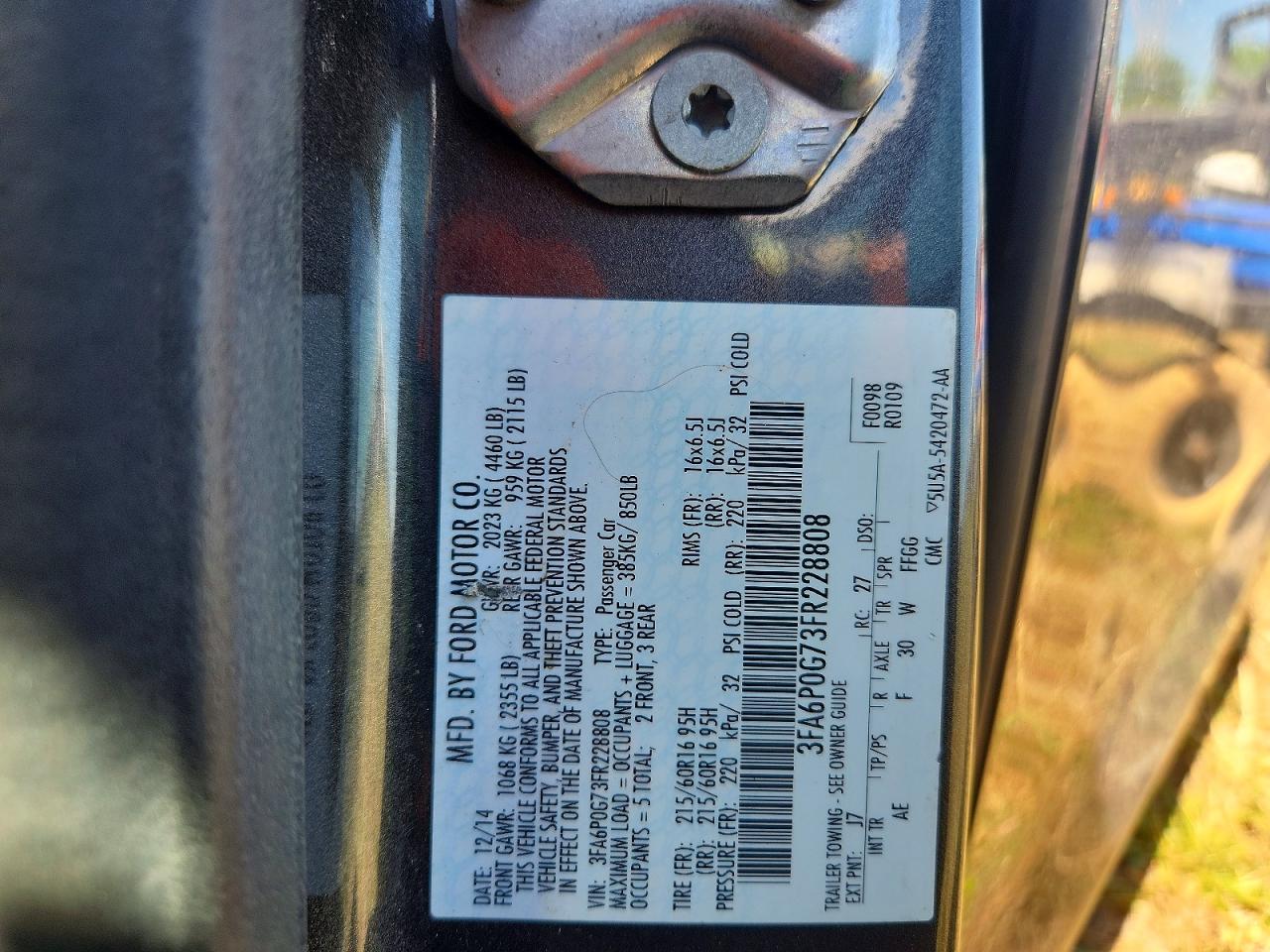 2015 Ford Fusion S Gray vin: 3FA6P0G73FR228808