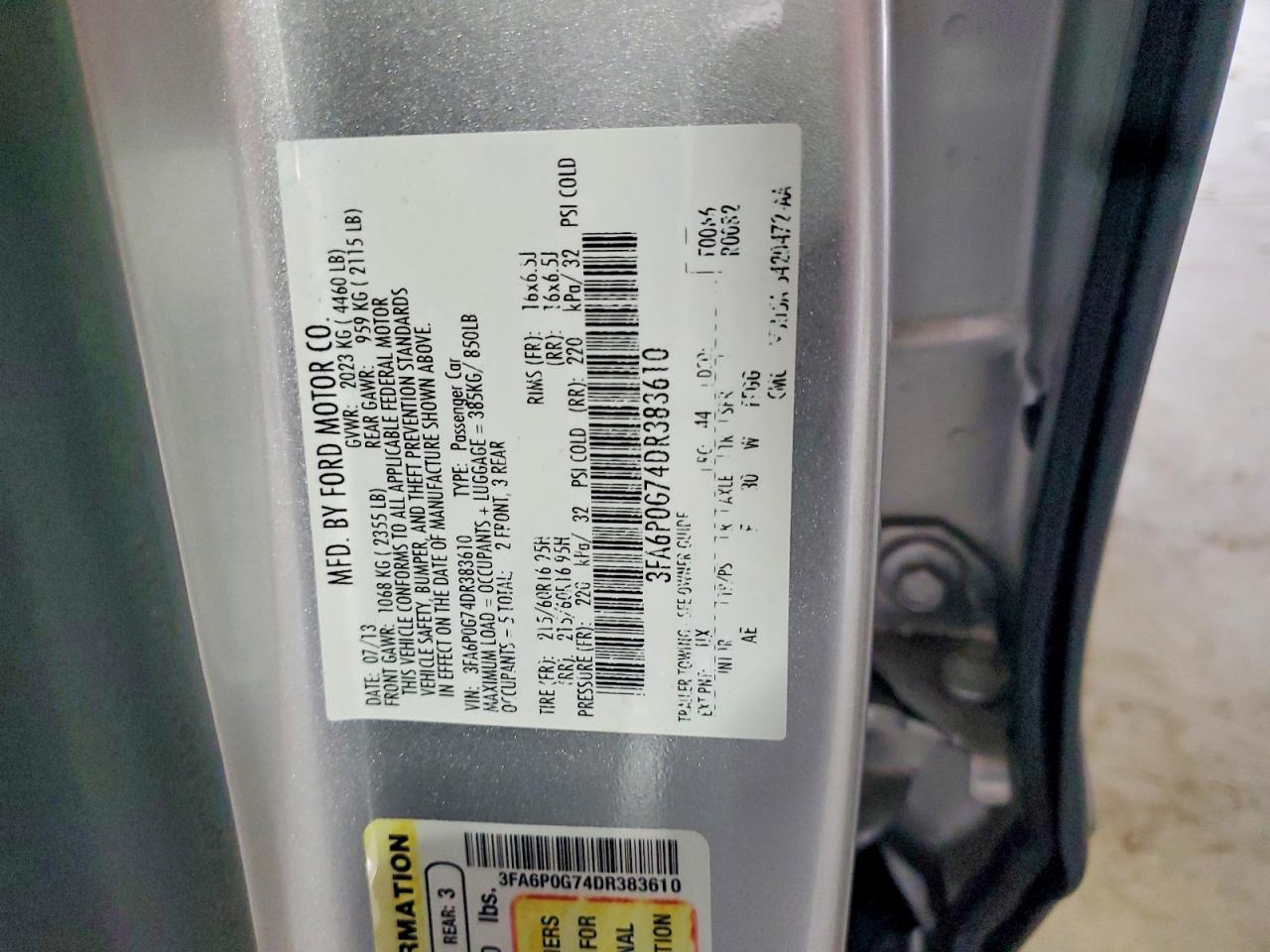 2013 Ford Fusion S Silver vin: 3FA6P0G74DR383610