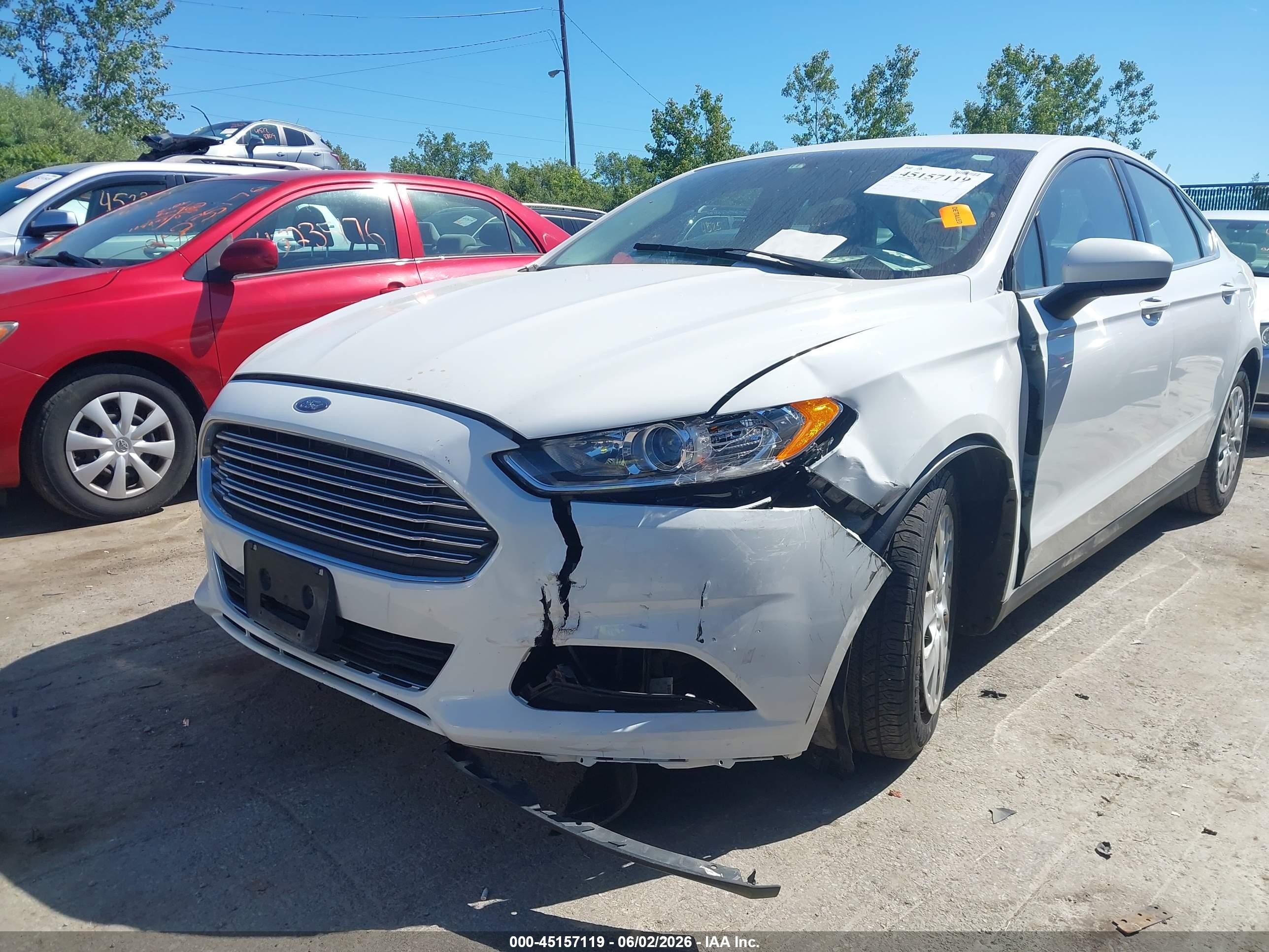 2014 Ford Fusion S White vin: 3FA6P0G74ER374763