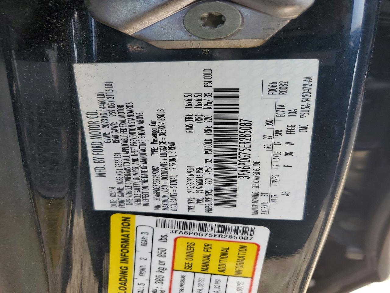 2014 Ford Fusion S Black vin: 3FA6P0G75ER285087