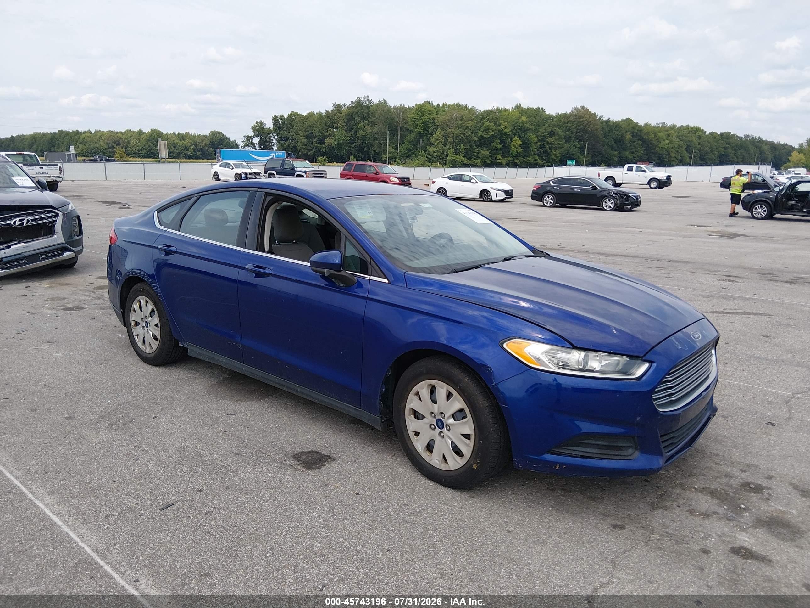 2013 Ford Fusion S Blue vin: 3FA6P0G76DR161134