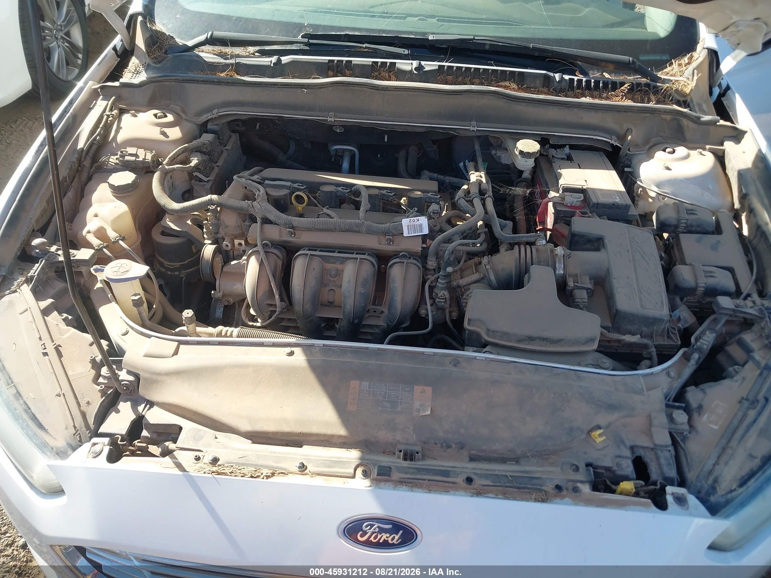 2014 Ford Fusion S White vin: 3FA6P0G76ER307680