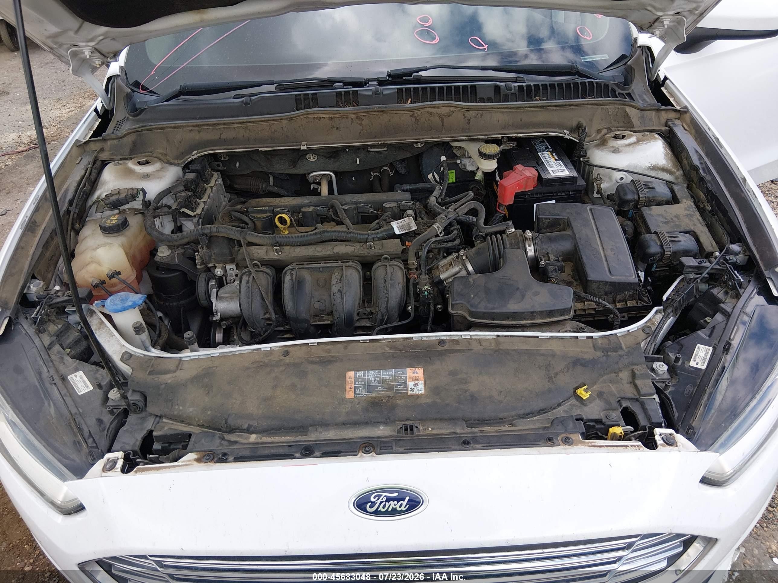 2015 Ford Fusion S White vin: 3FA6P0G76FR251208