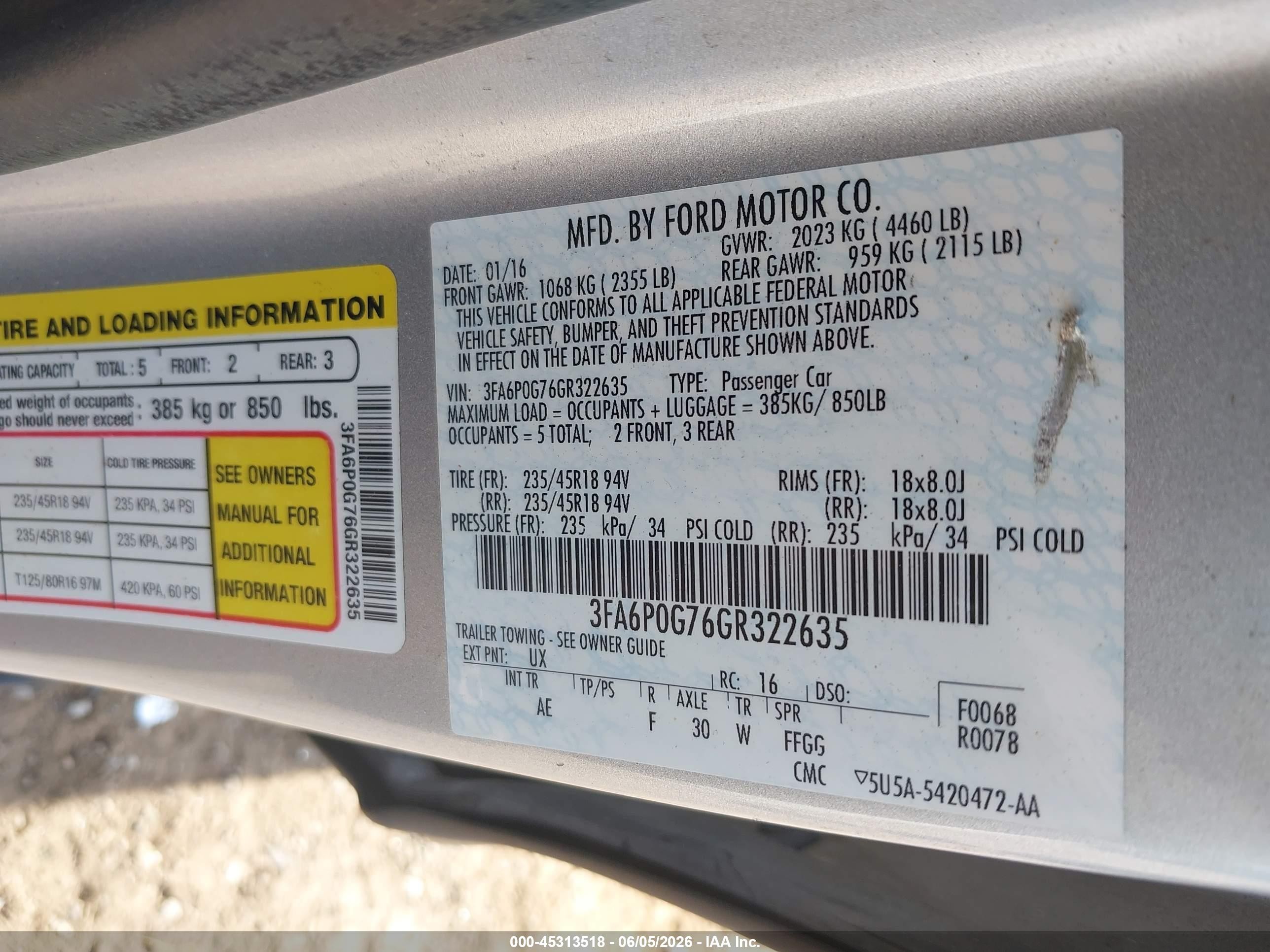 2016 Ford Fusion S Gray vin: 3FA6P0G76GR322635