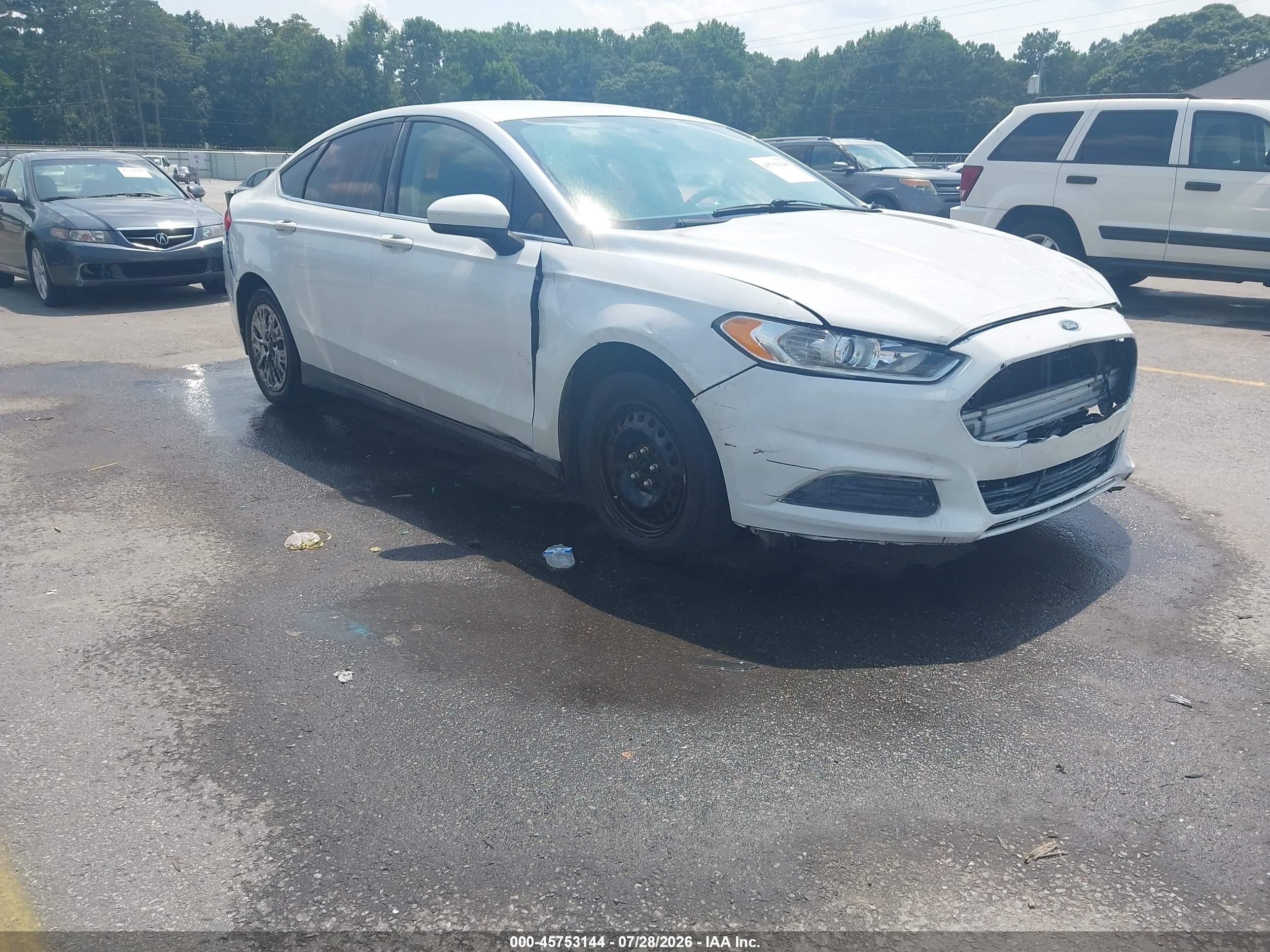 2014 Ford Fusion S White vin: 3FA6P0G77ER208544
