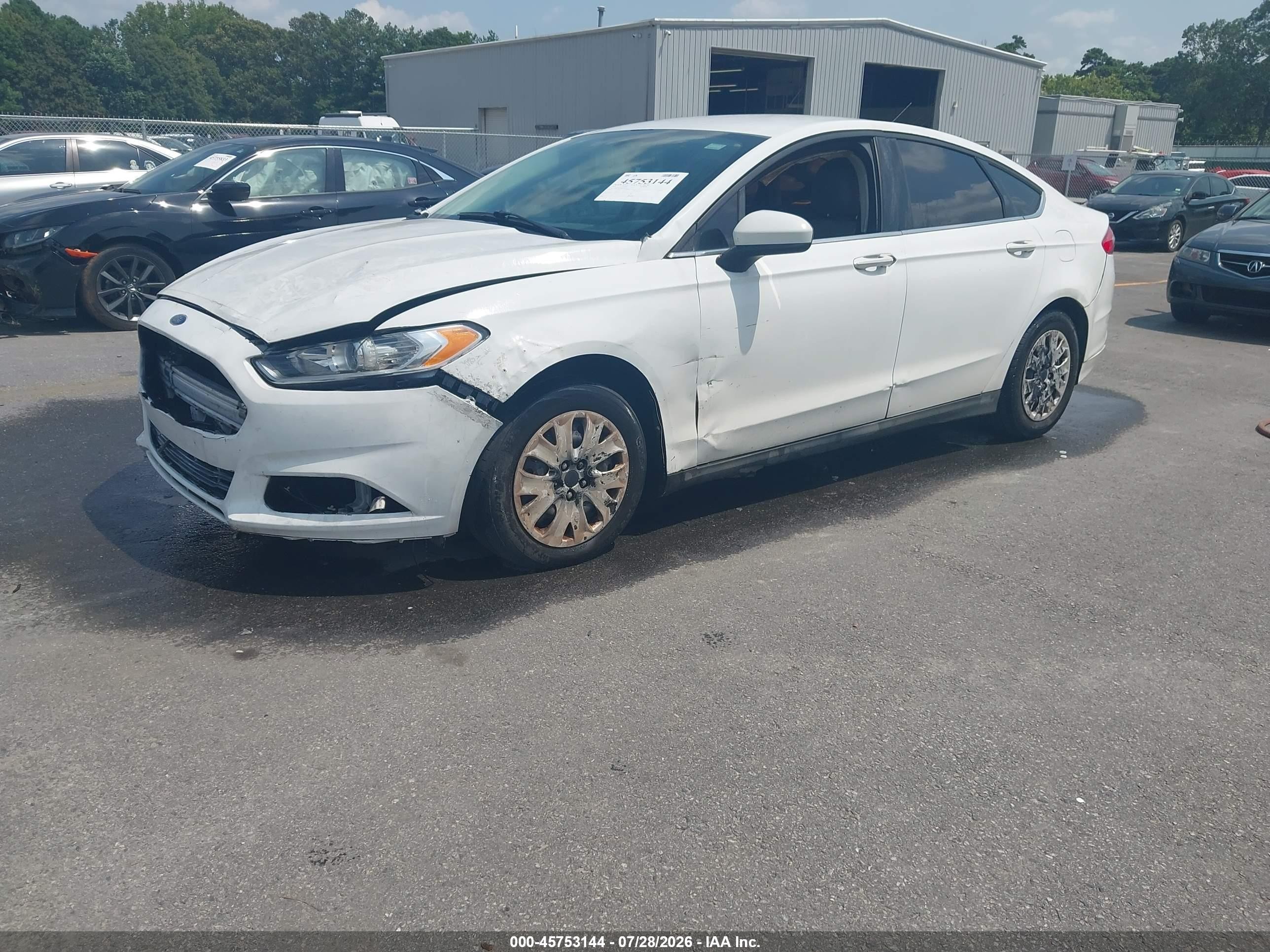 2014 Ford Fusion S White vin: 3FA6P0G77ER208544
