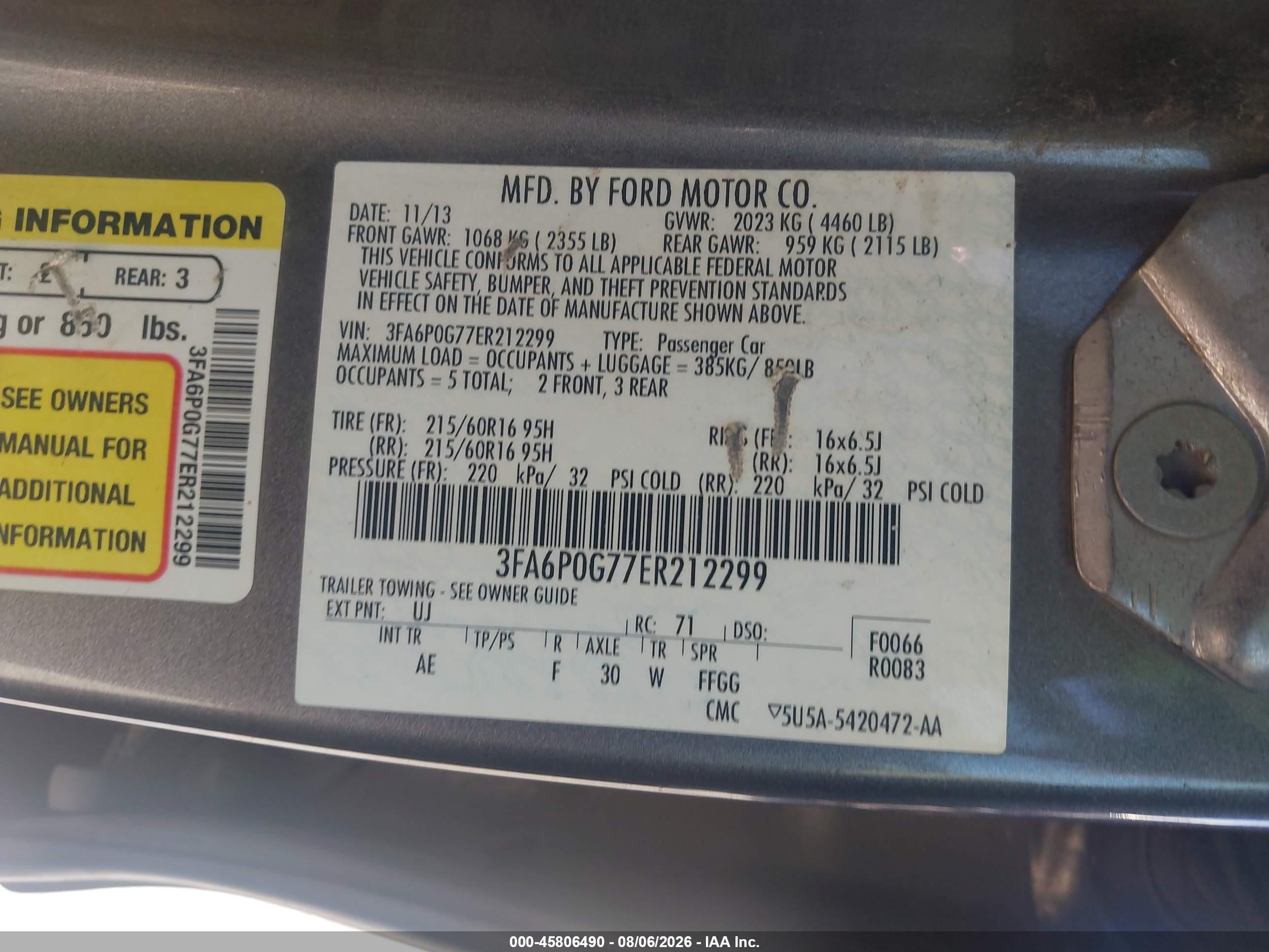 2014 Ford Fusion S Gray vin: 3FA6P0G77ER212299