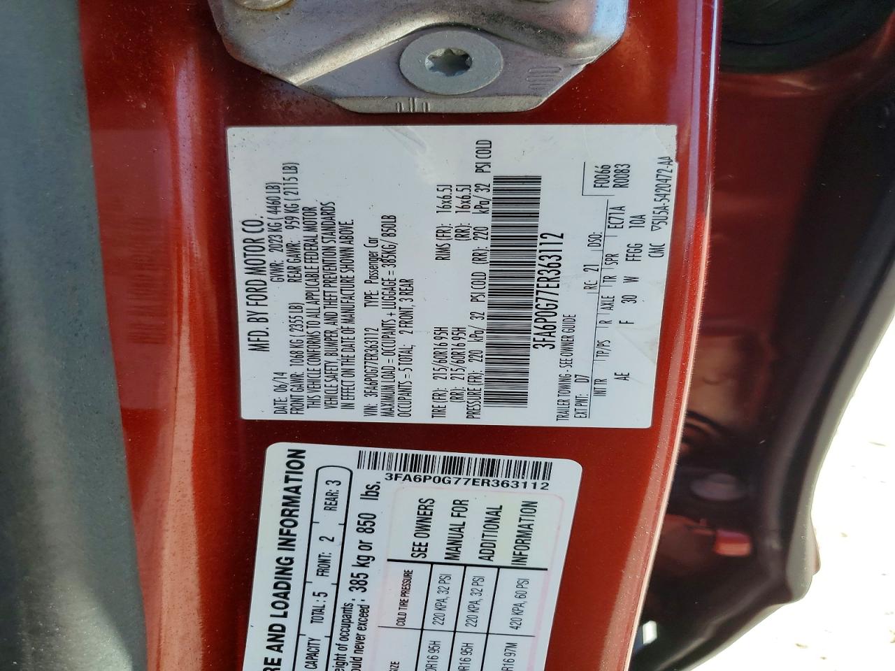 2014 Ford Fusion S Orange vin: 3FA6P0G77ER363112