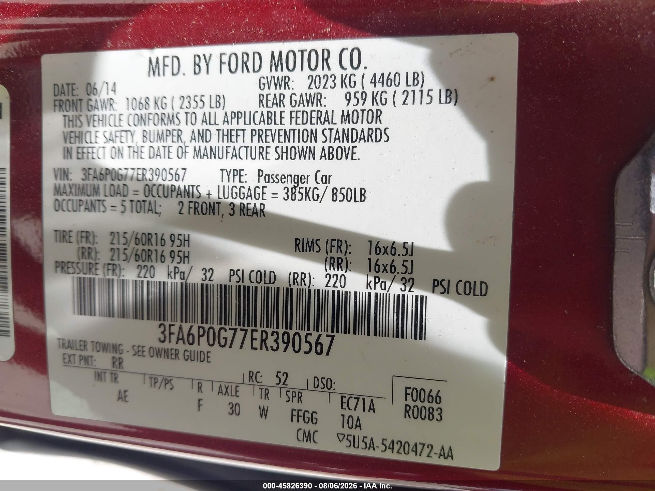 2014 Ford Fusion S Maroon vin: 3FA6P0G77ER390567