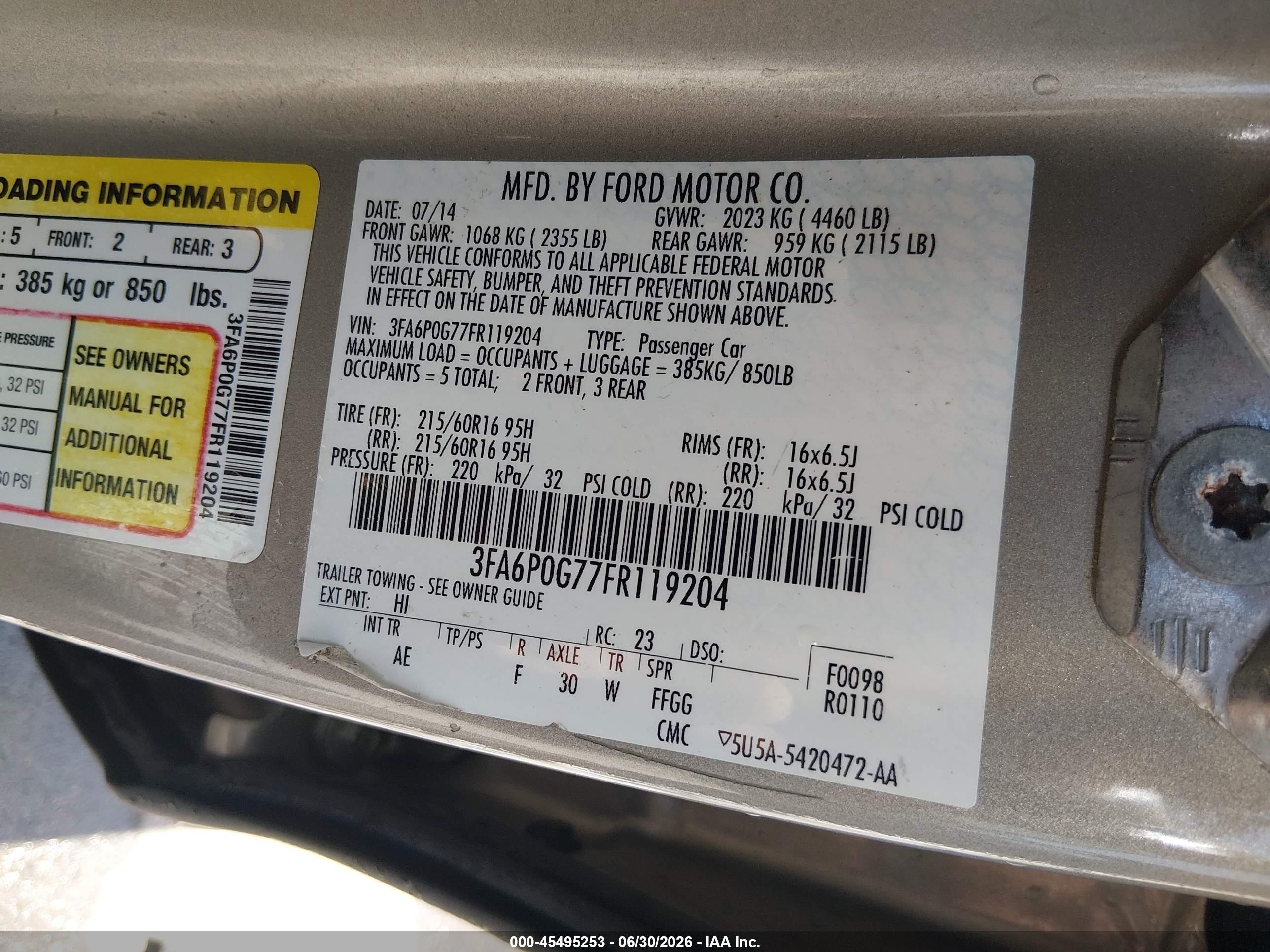 2015 Ford Fusion S Gold vin: 3FA6P0G77FR119204