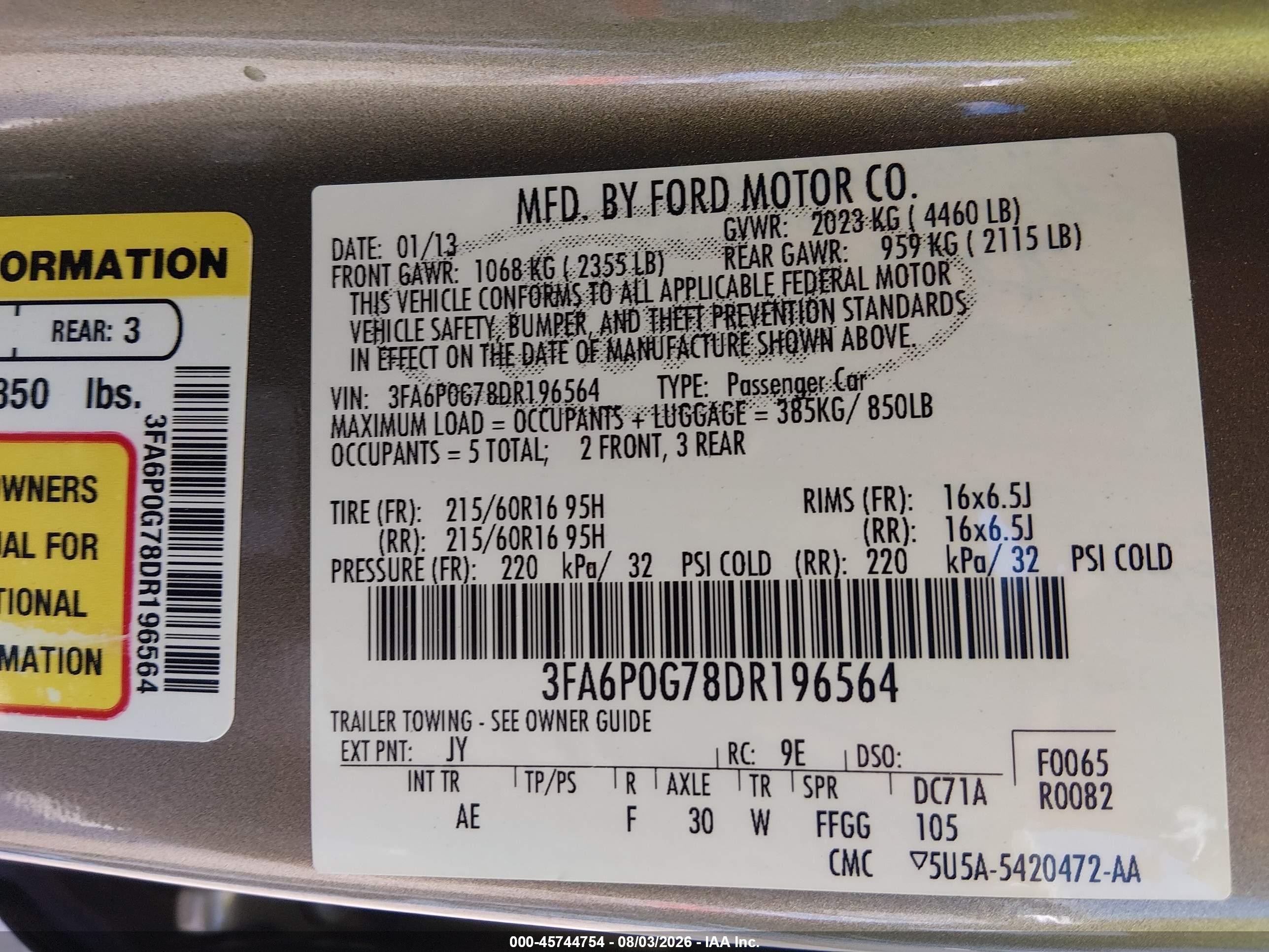 2013 Ford Fusion S Green vin: 3FA6P0G78DR196564