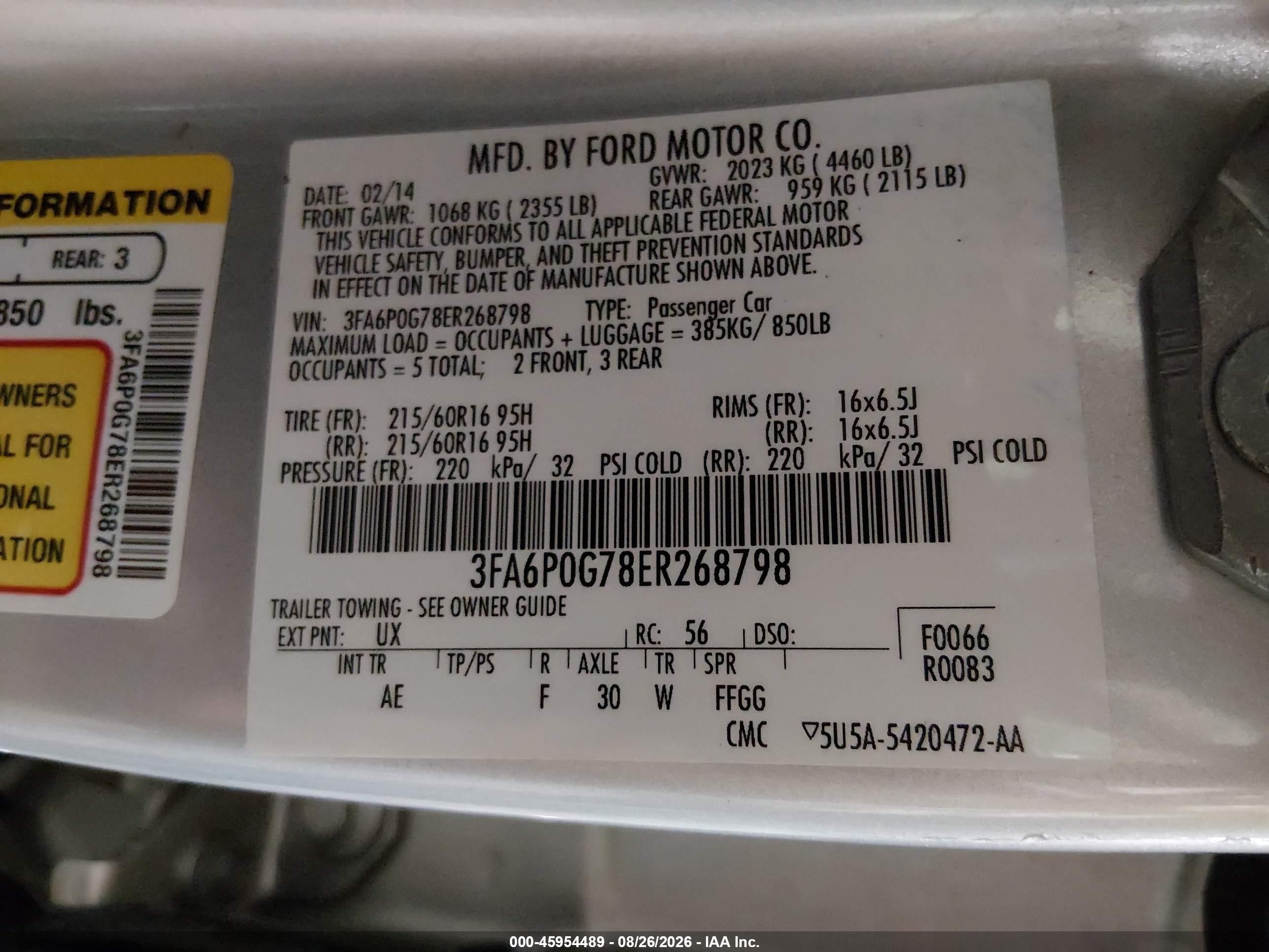 2014 Ford Fusion S Серебряный vin: 3FA6P0G78ER268798