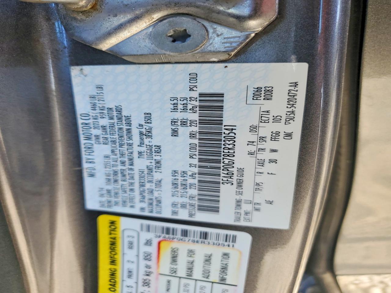 2014 Ford Fusion S Gray vin: 3FA6P0G78ER330541