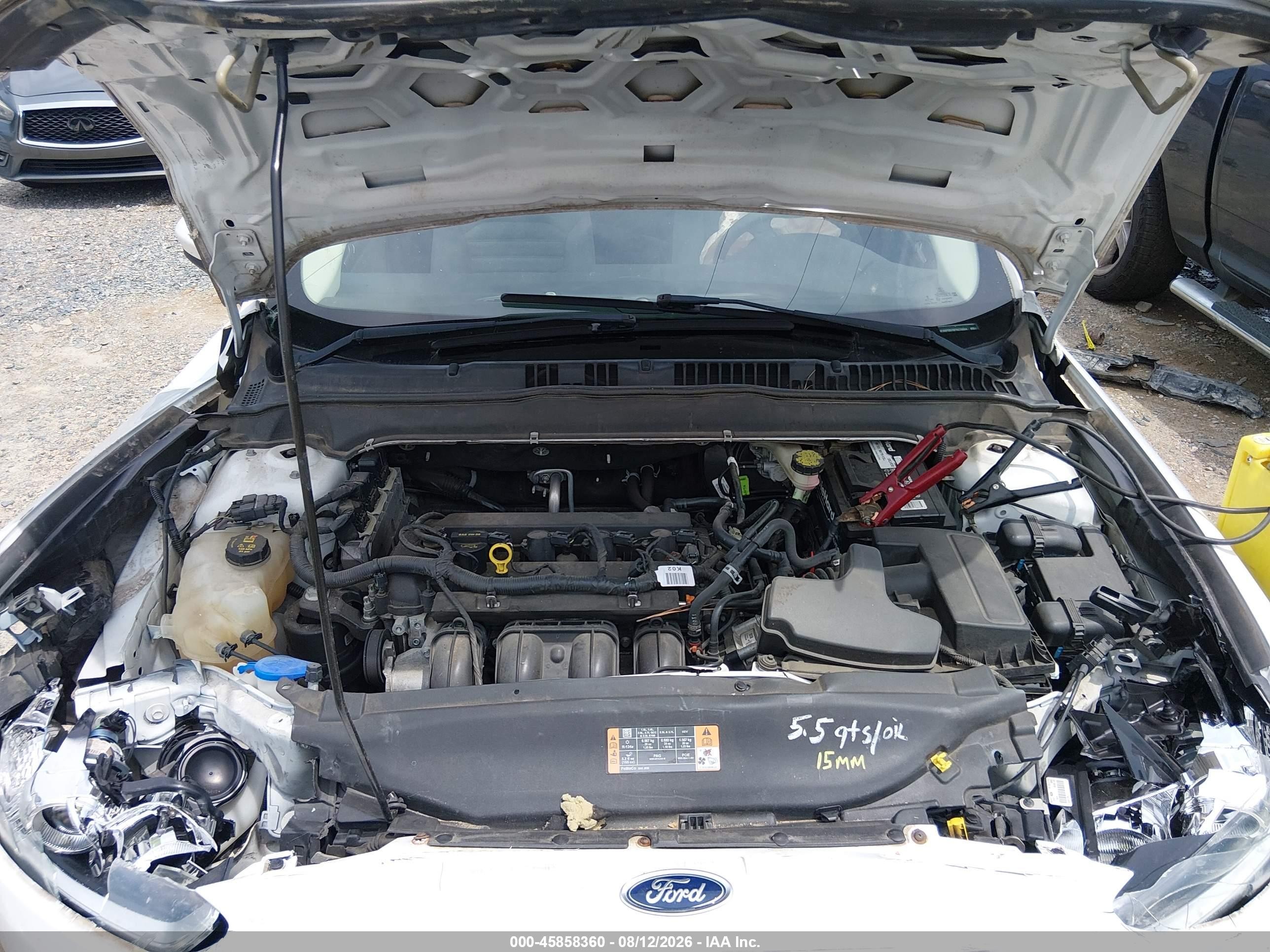 2015 Ford Fusion S White vin: 3FA6P0G78FR270004