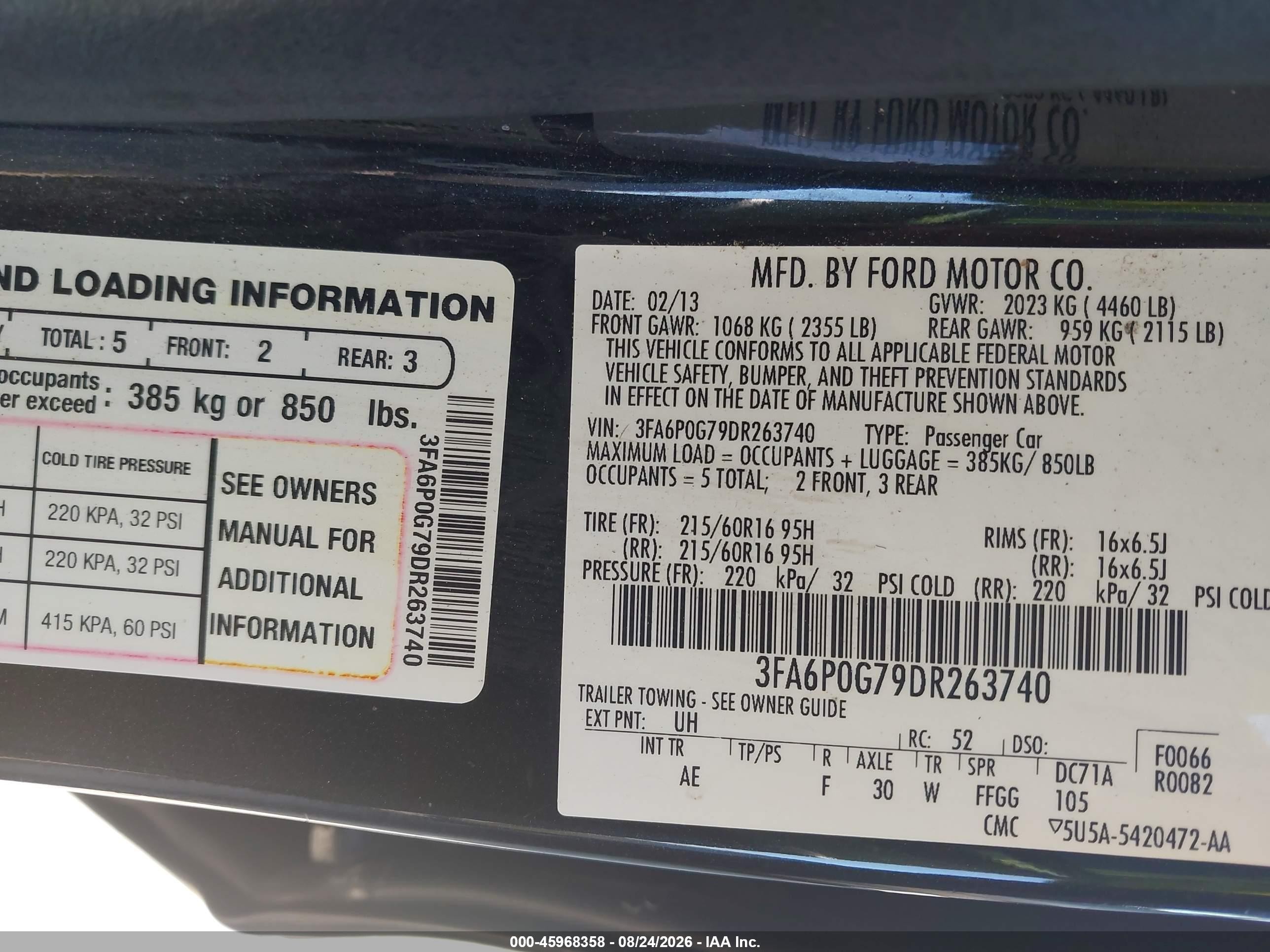 2013 Ford Fusion S Черный vin: 3FA6P0G79DR263740