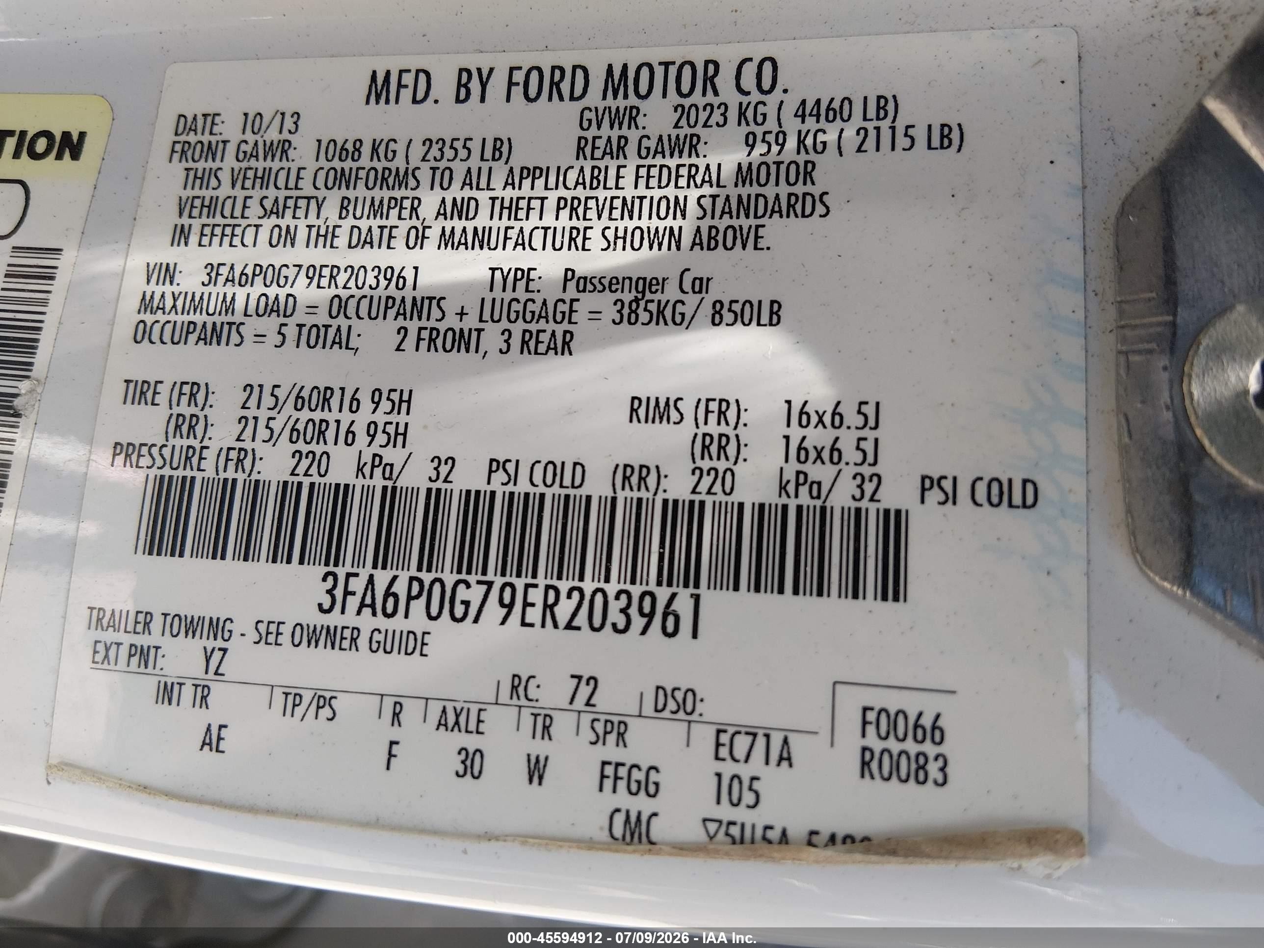 2014 Ford Fusion S Белый vin: 3FA6P0G79ER203961