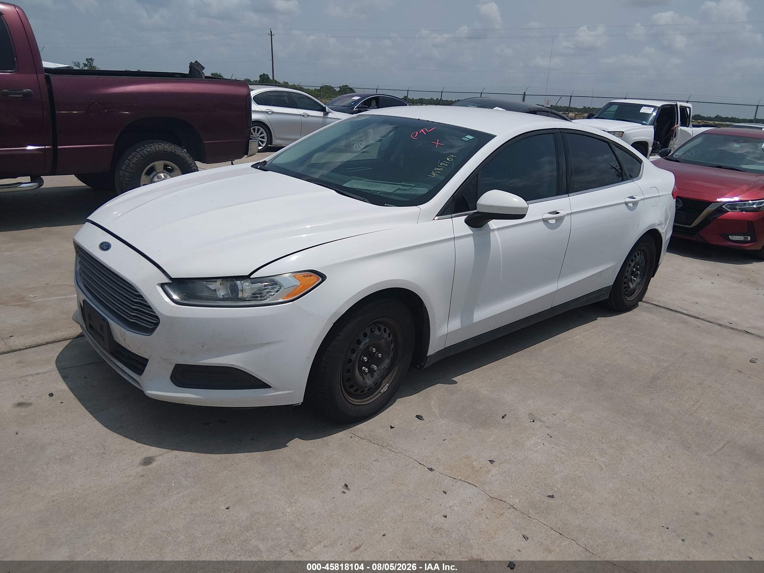 2014 Ford Fusion S White vin: 3FA6P0G79ER259740