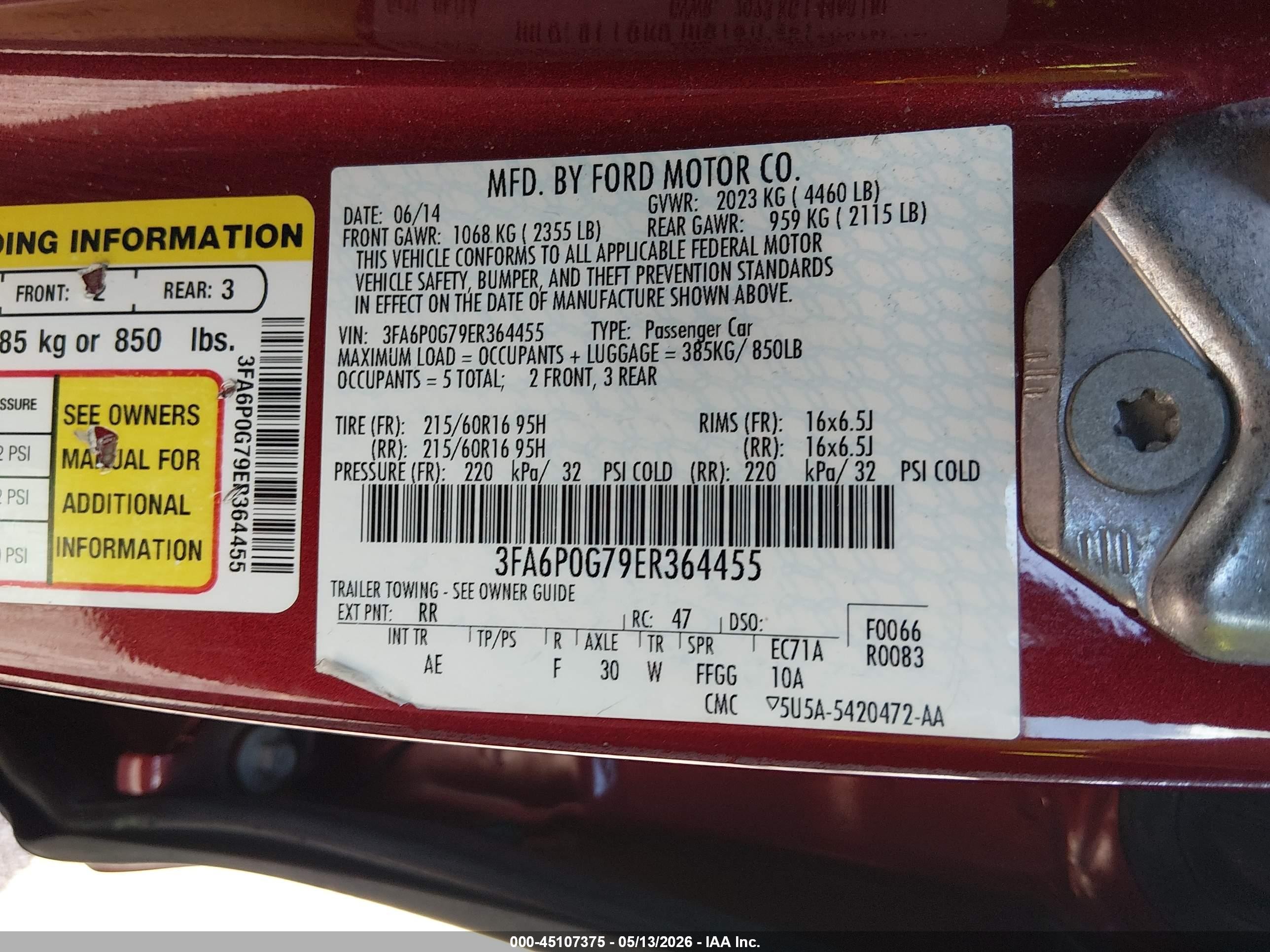 2014 Ford Fusion S Maroon vin: 3FA6P0G79ER364455