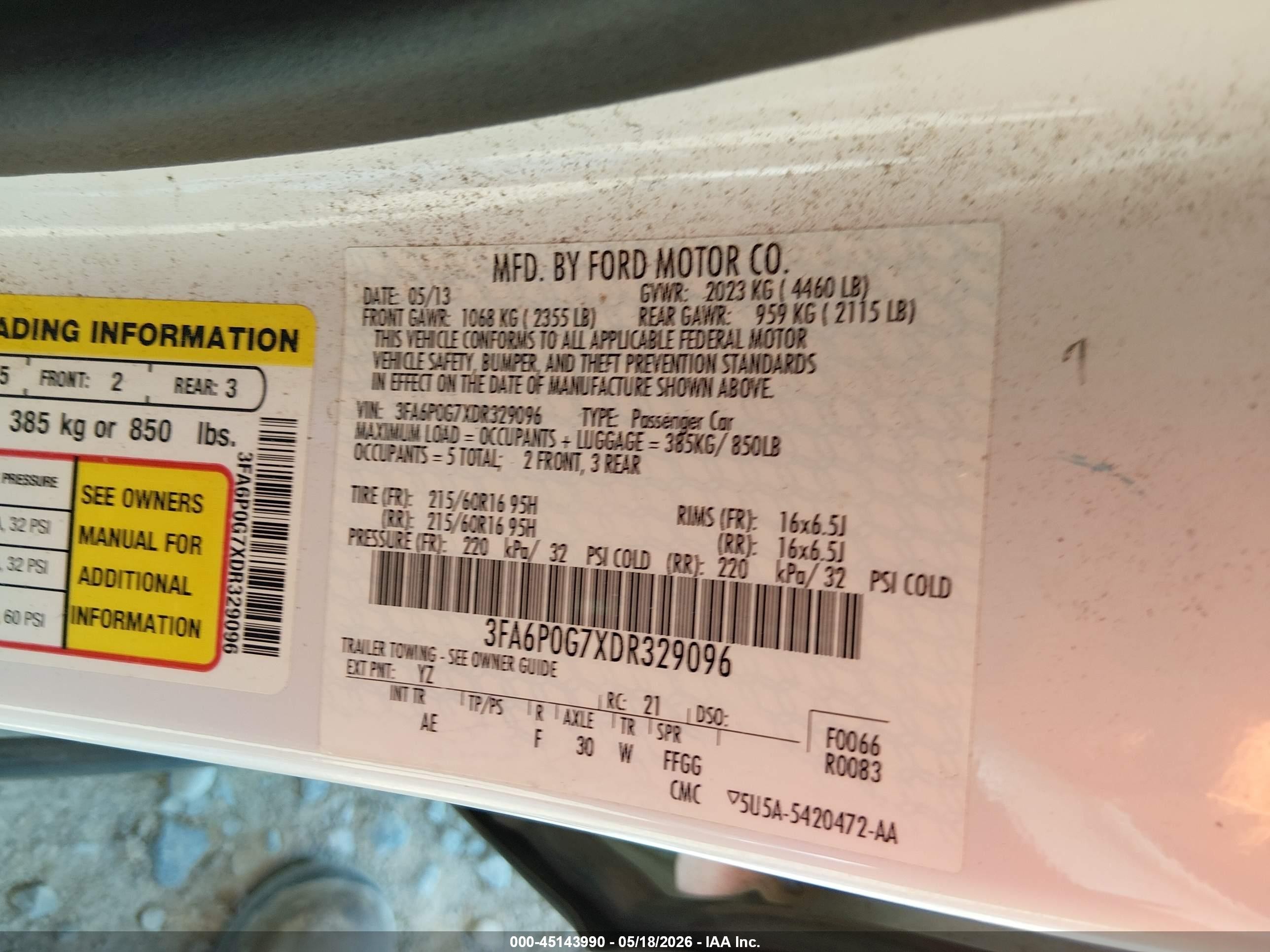 2013 Ford Fusion S Белый vin: 3FA6P0G7XDR329096
