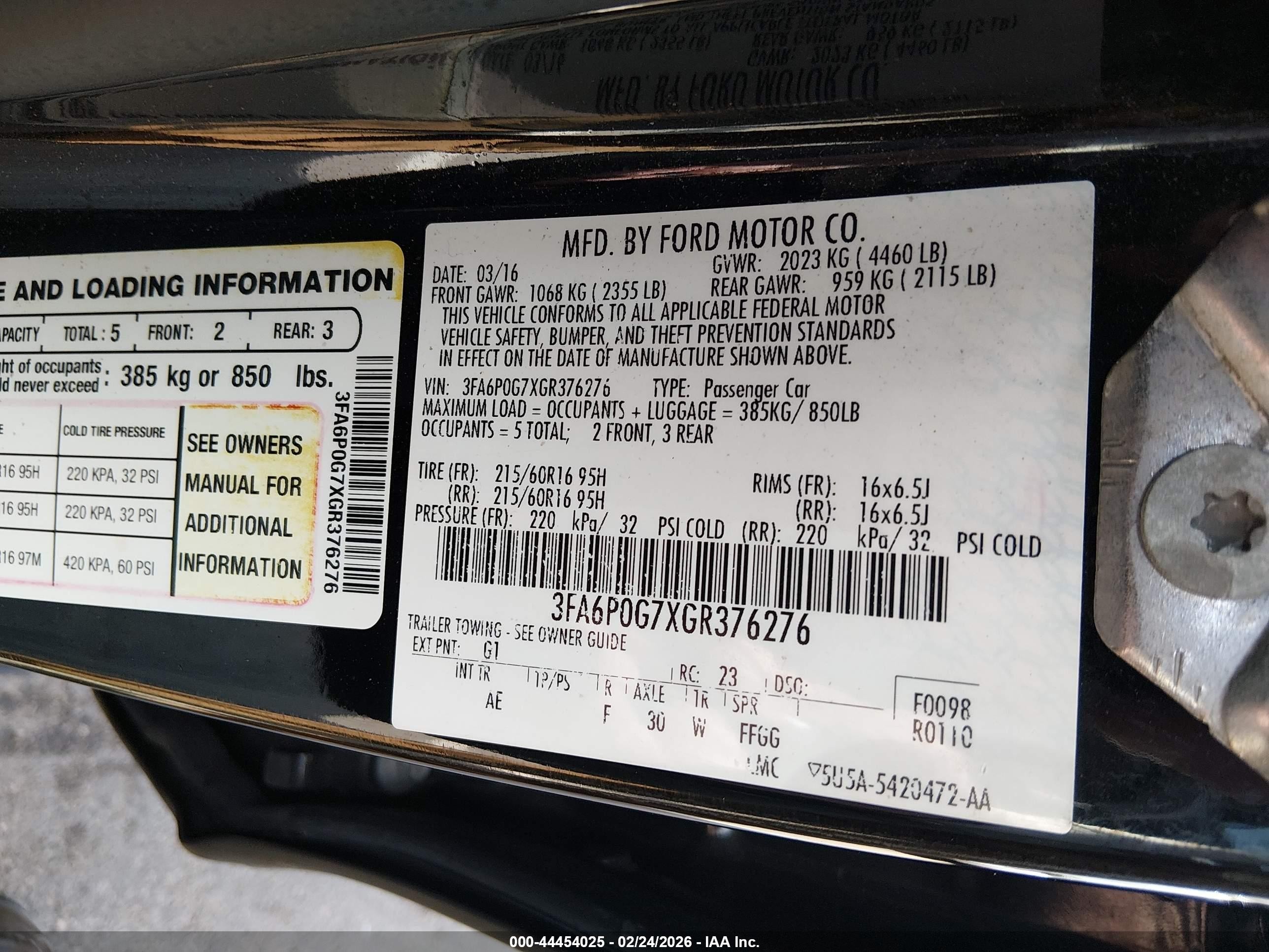 2016 Ford Fusion S Black vin: 3FA6P0G7XGR376276