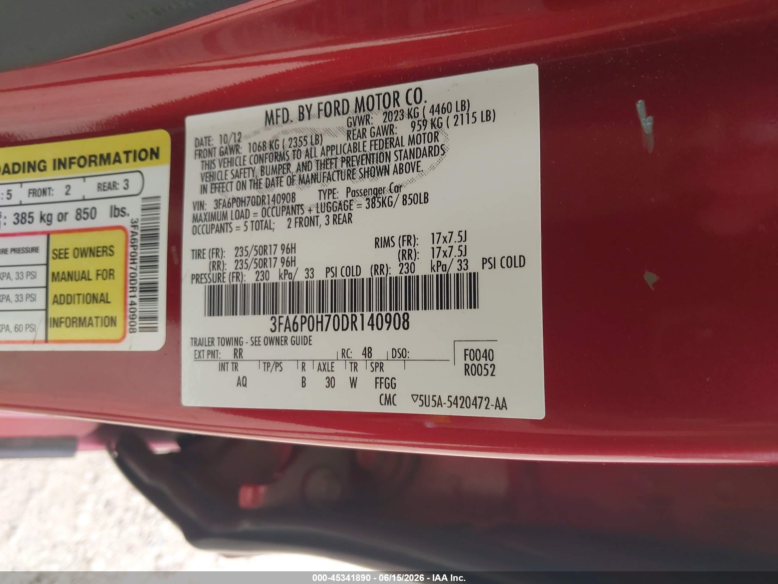 2013 Ford Fusion Se Red vin: 3FA6P0H70DR140908