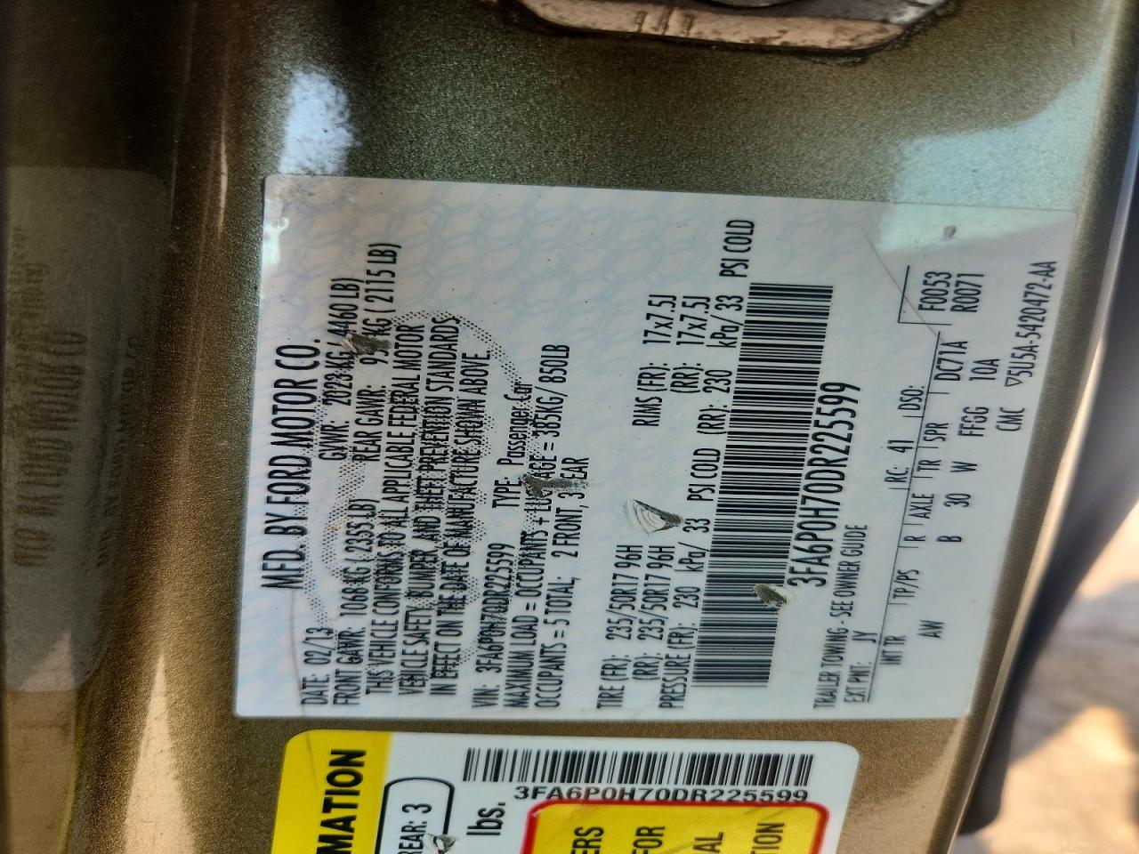 2013 Ford Fusion Se Green vin: 3FA6P0H70DR225599