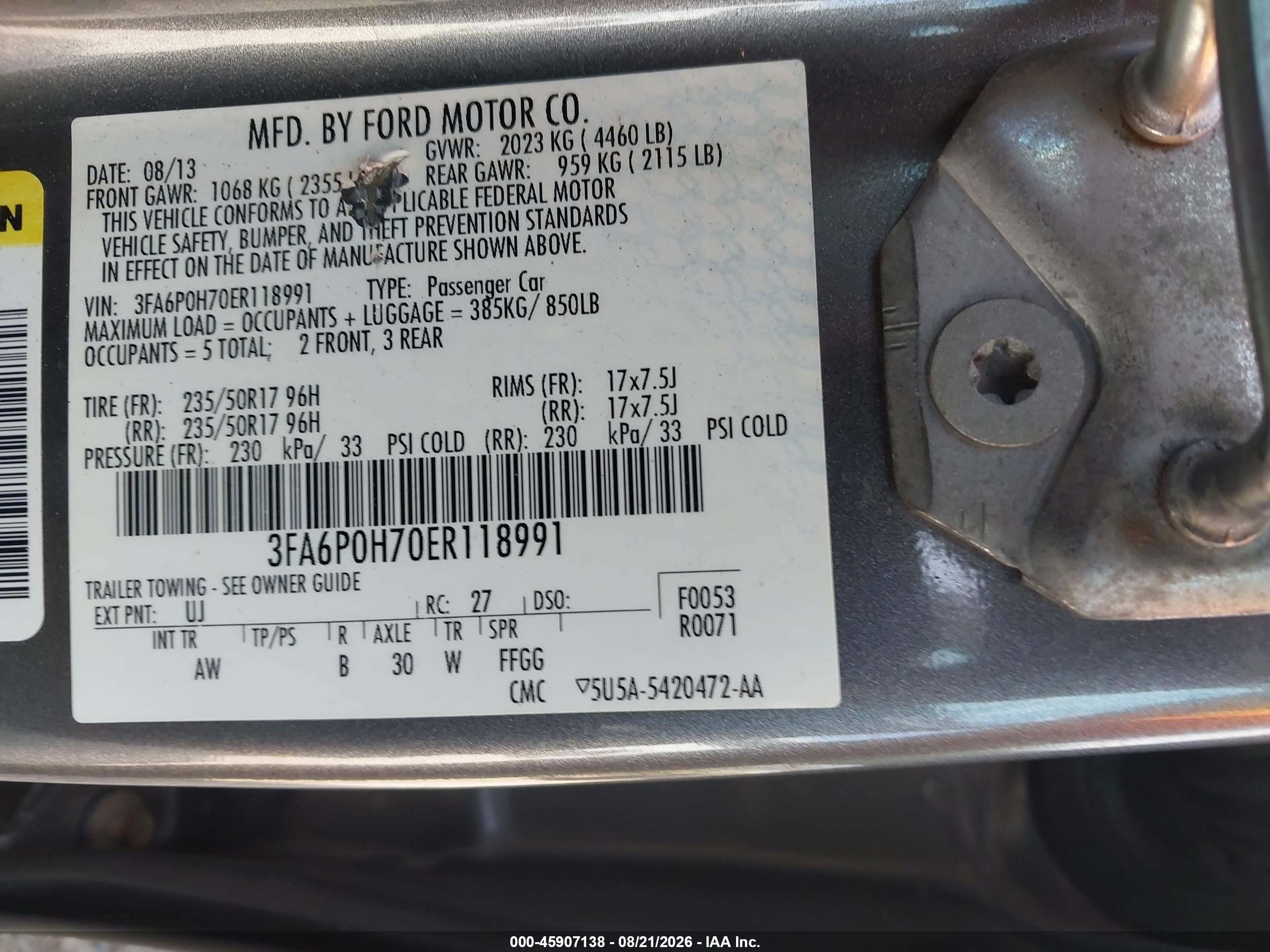 2014 Ford Fusion Se Серый vin: 3FA6P0H70ER118991