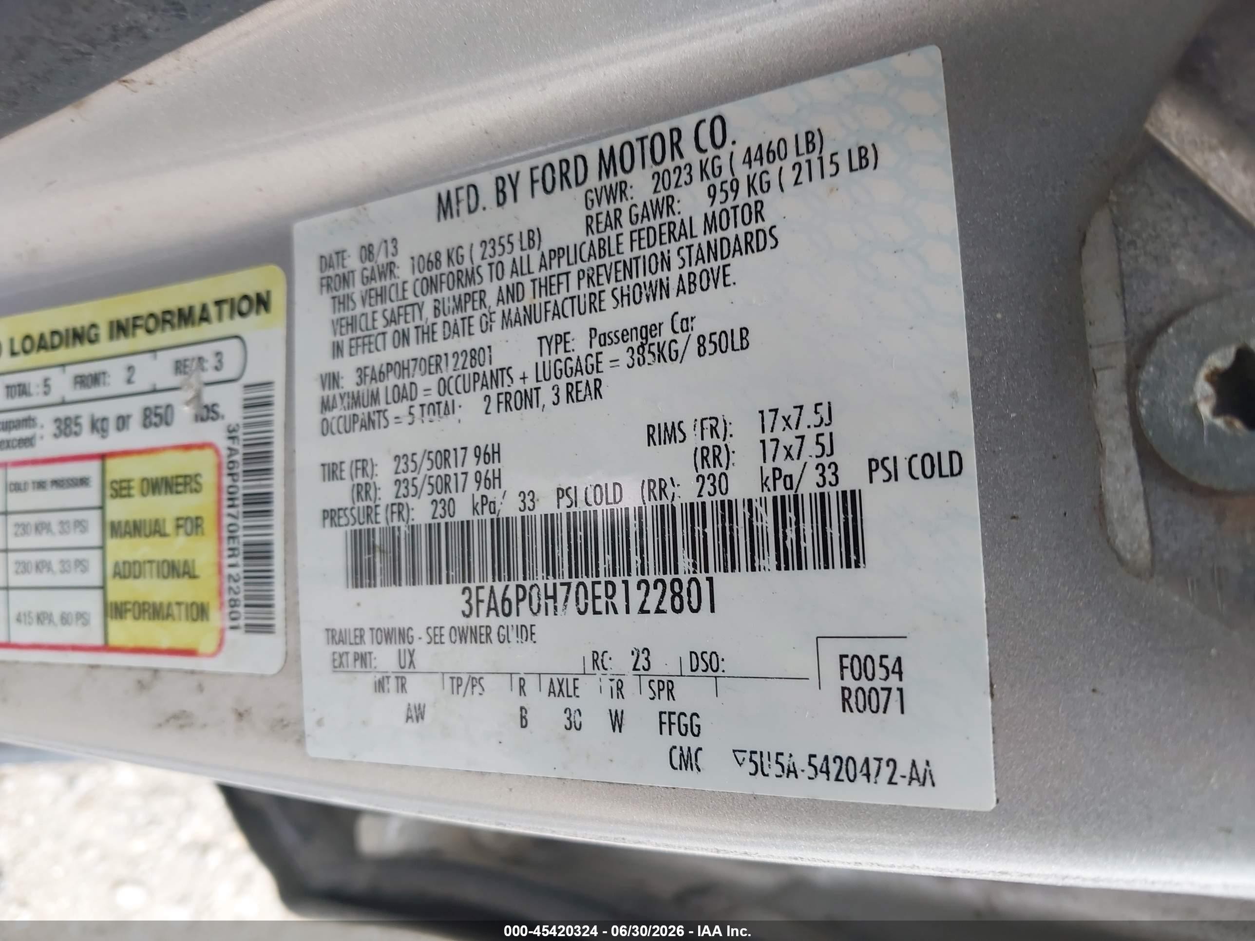 2014 Ford Fusion Se Silver vin: 3FA6P0H70ER122801