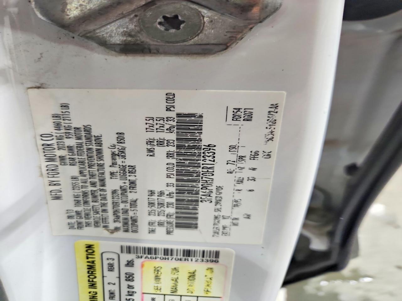 2014 Ford Fusion Se White vin: 3FA6P0H70ER123396