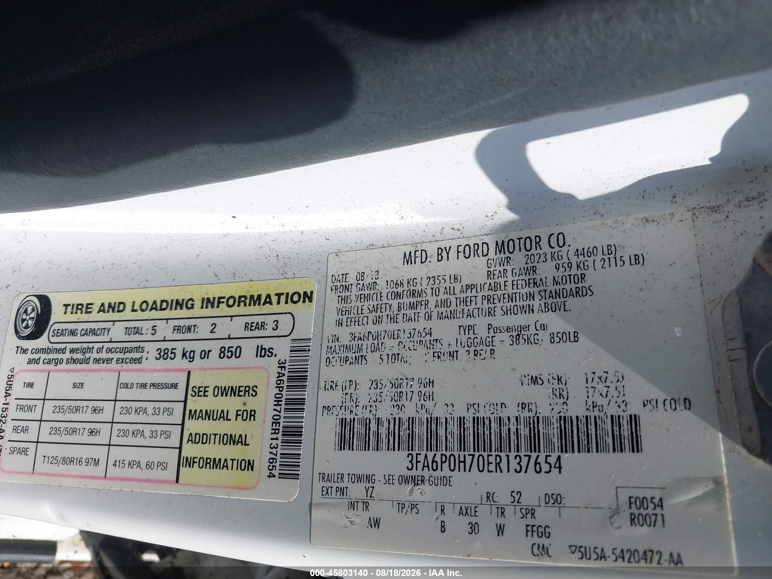 2014 Ford Fusion Se White vin: 3FA6P0H70ER137654