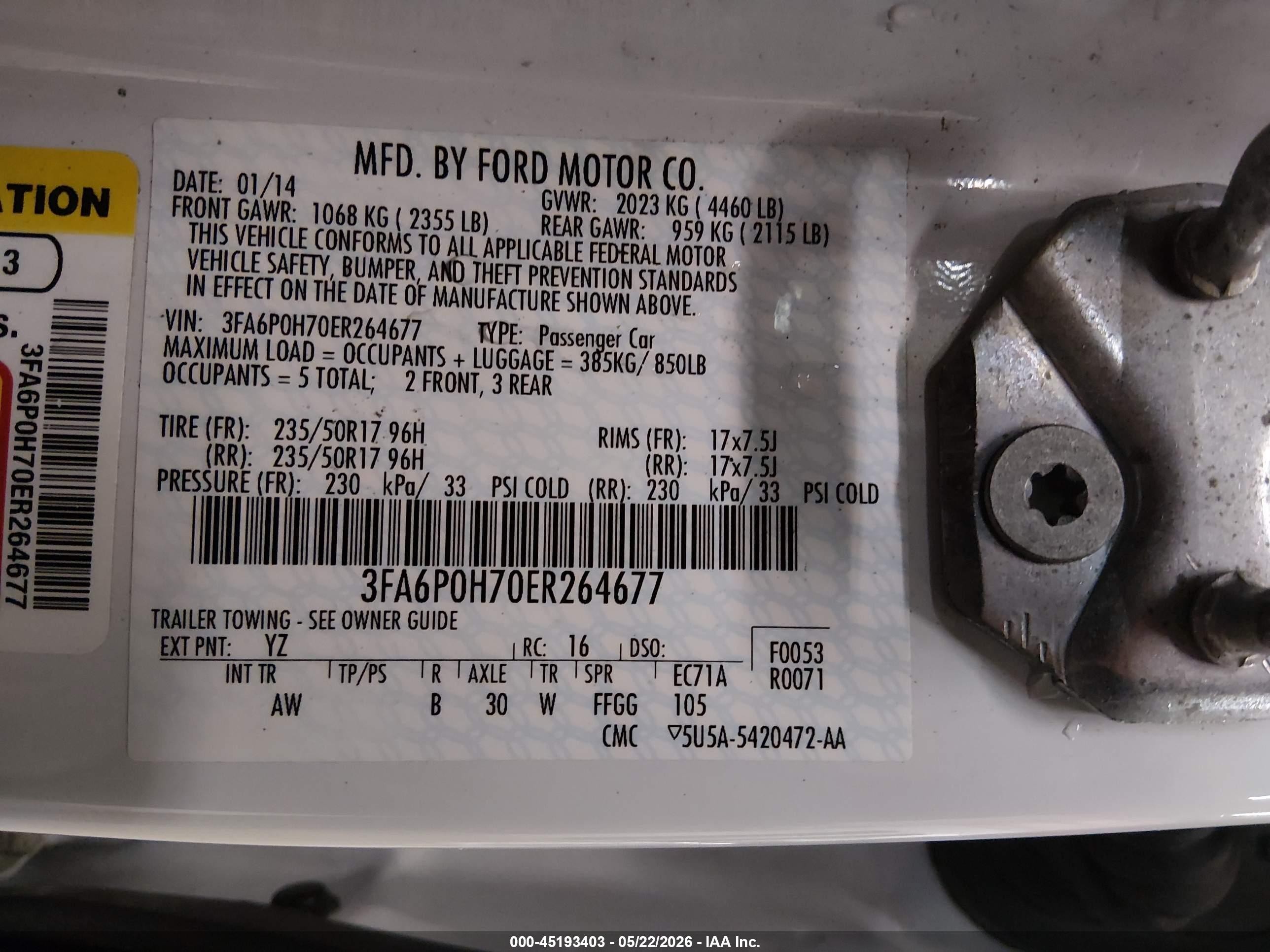 2014 Ford Fusion Se White vin: 3FA6P0H70ER264677