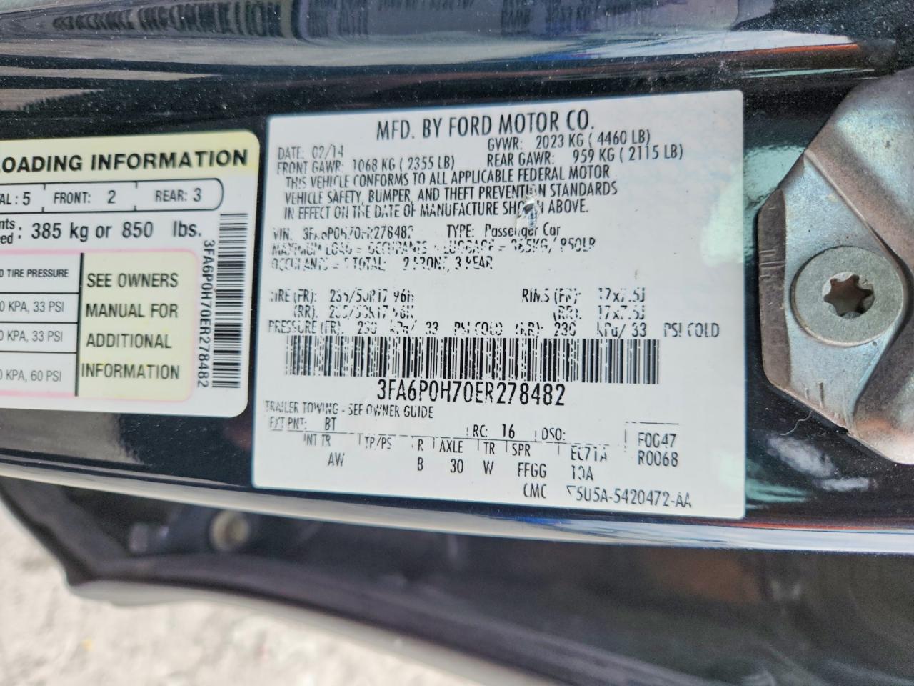 2014 Ford Fusion Se Угольный vin: 3FA6P0H70ER278482
